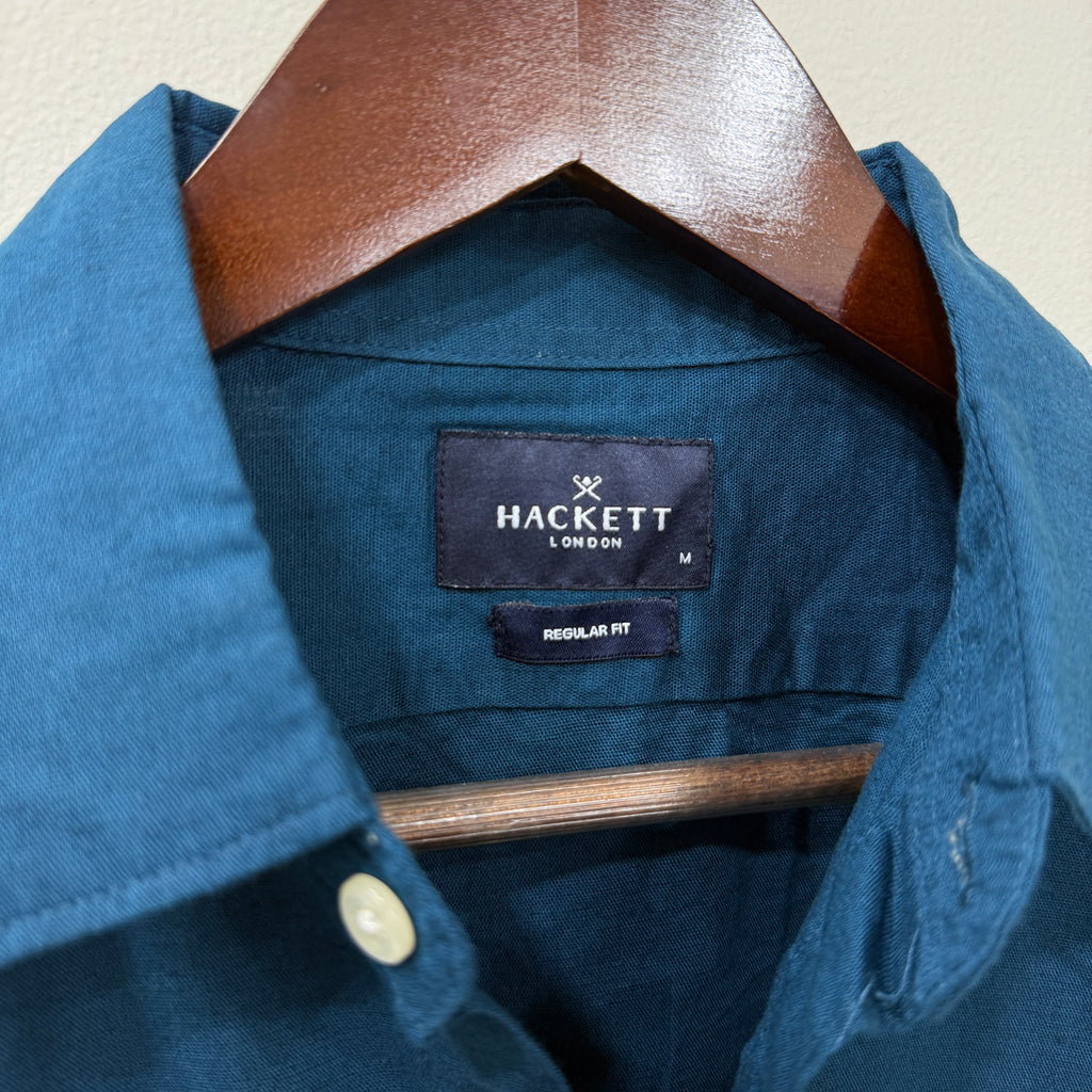 Hackett london teal blue linen shirt