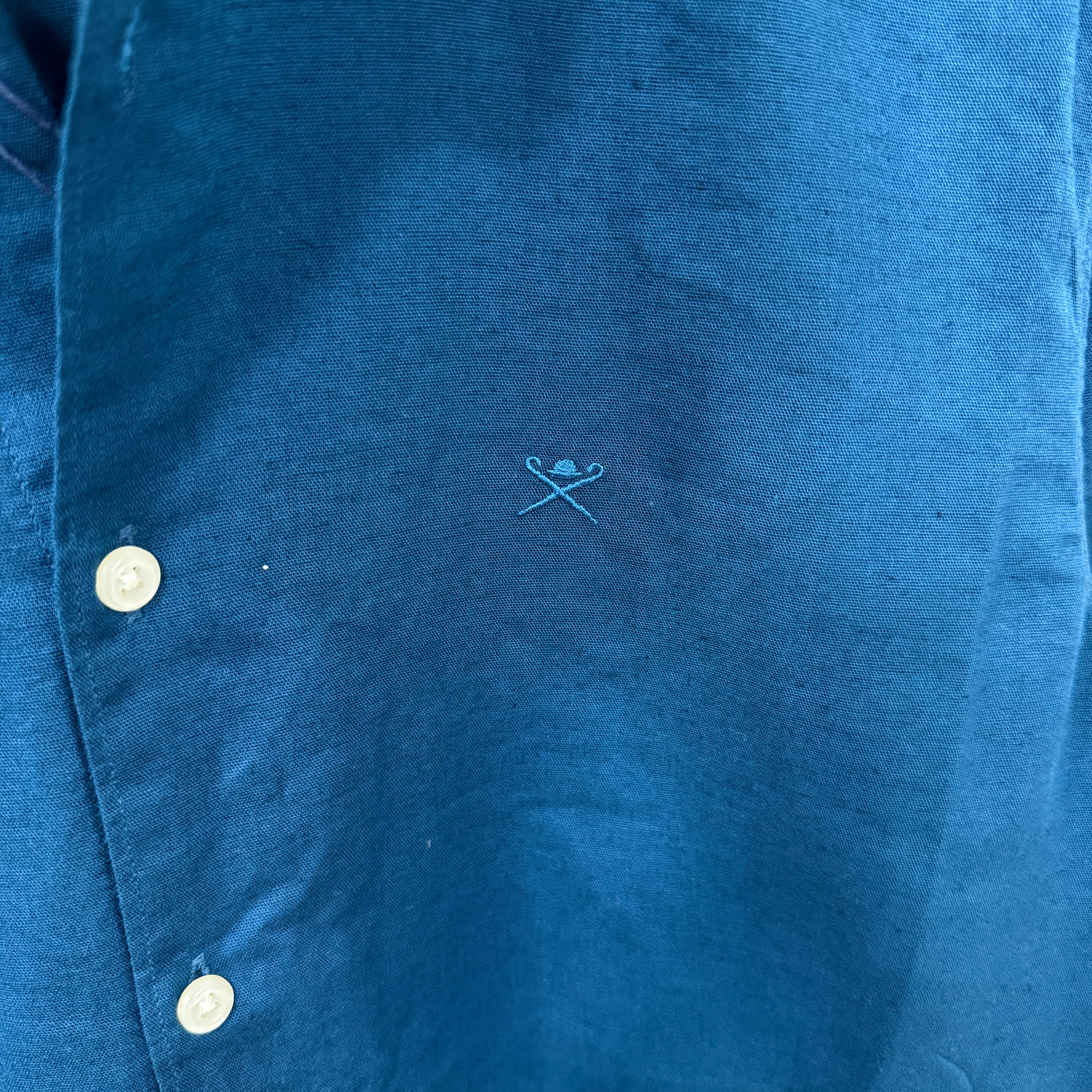 Hackett london teal blue linen shirt