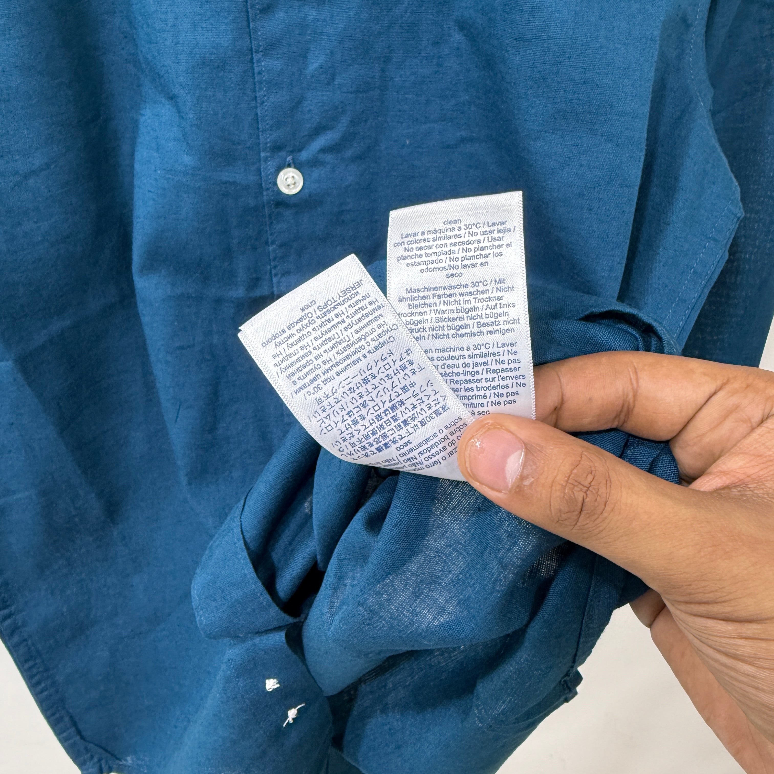 Hackett london teal blue linen shirt