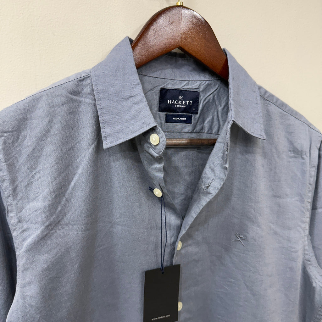 Hackett london muted blue linen shirt