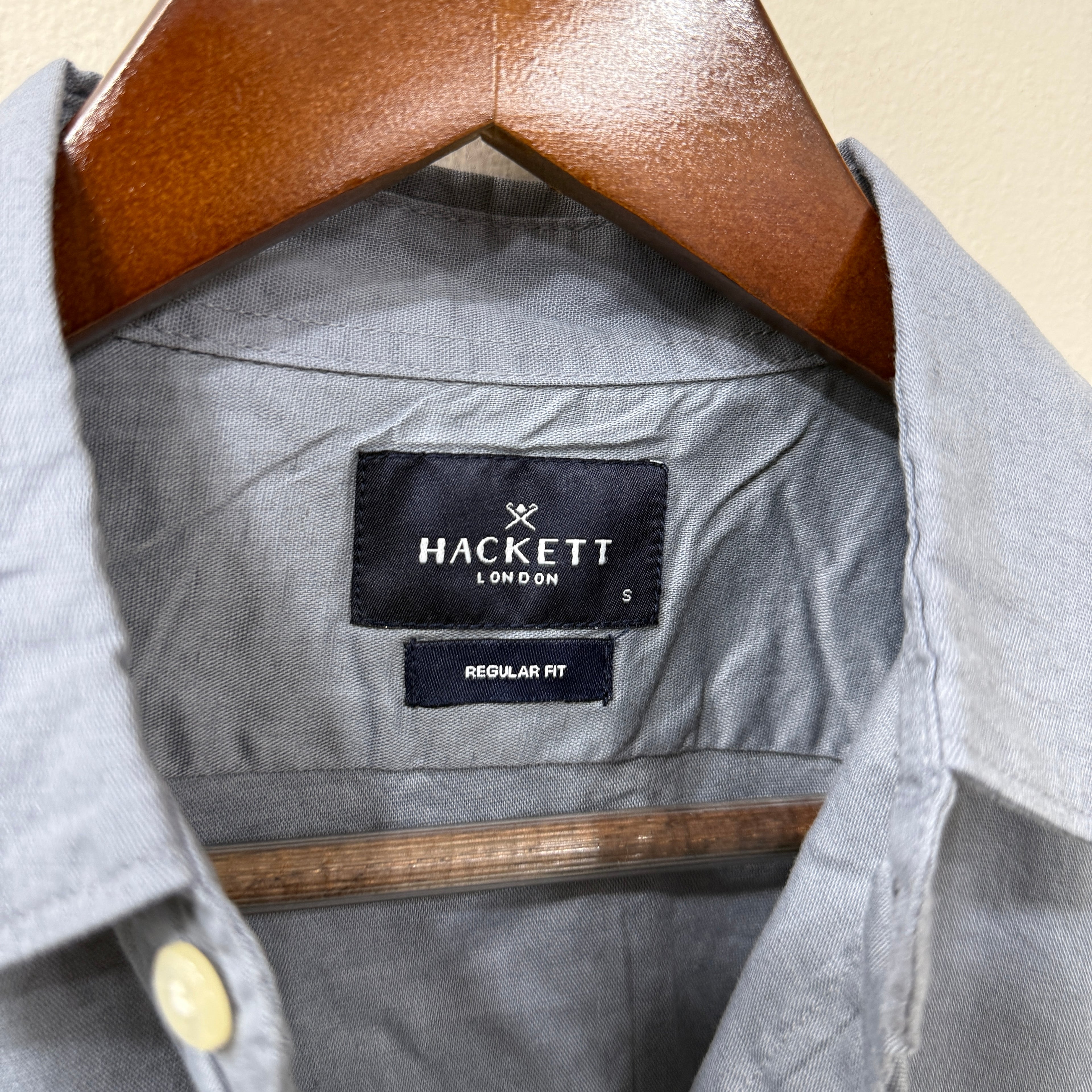 Hackett london muted blue linen shirt