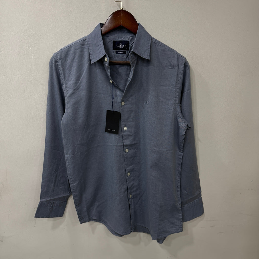 Hackett london muted blue linen shirt
