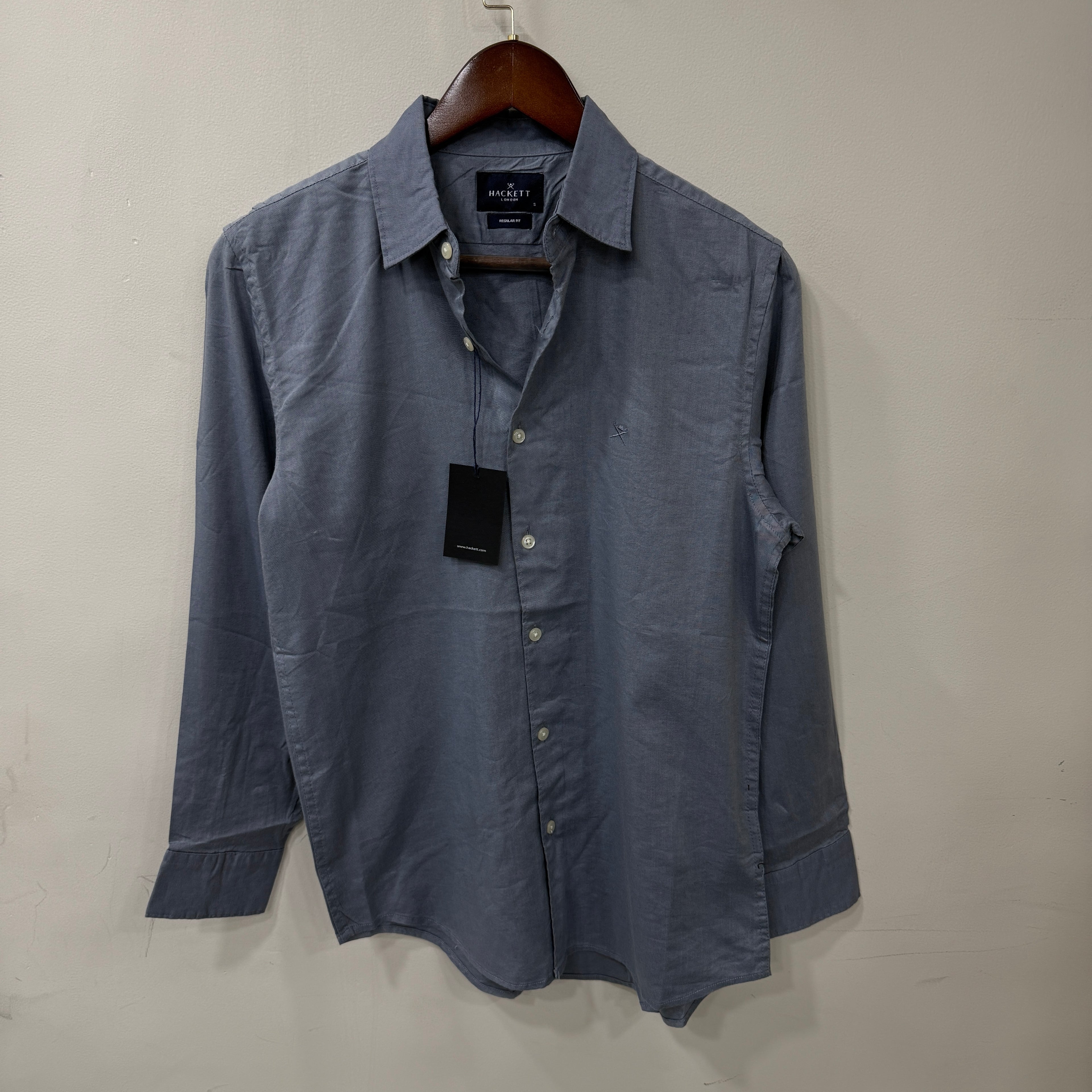 Hackett london muted blue linen shirt