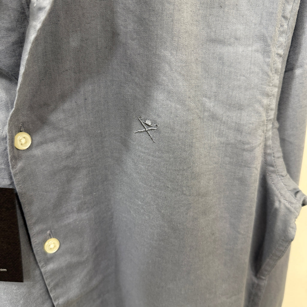 Hackett london muted blue linen shirt