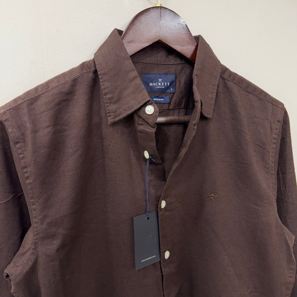 Hackett london brown linen shirt