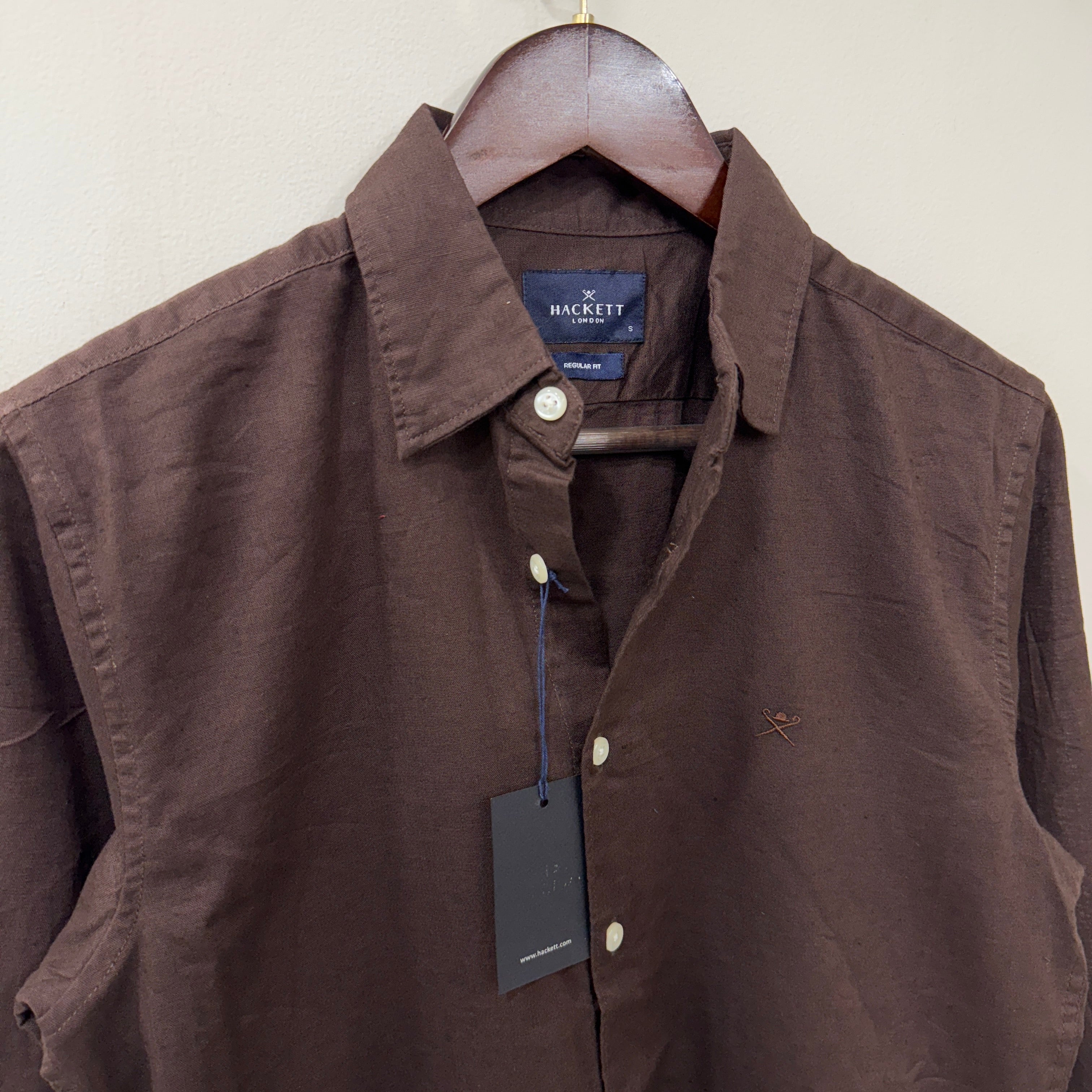 Hackett london brown linen shirt