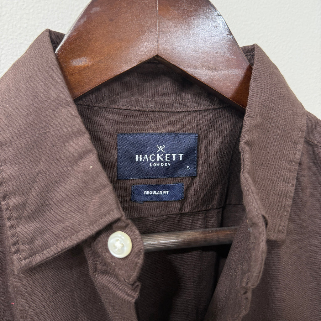 Hackett london brown linen shirt