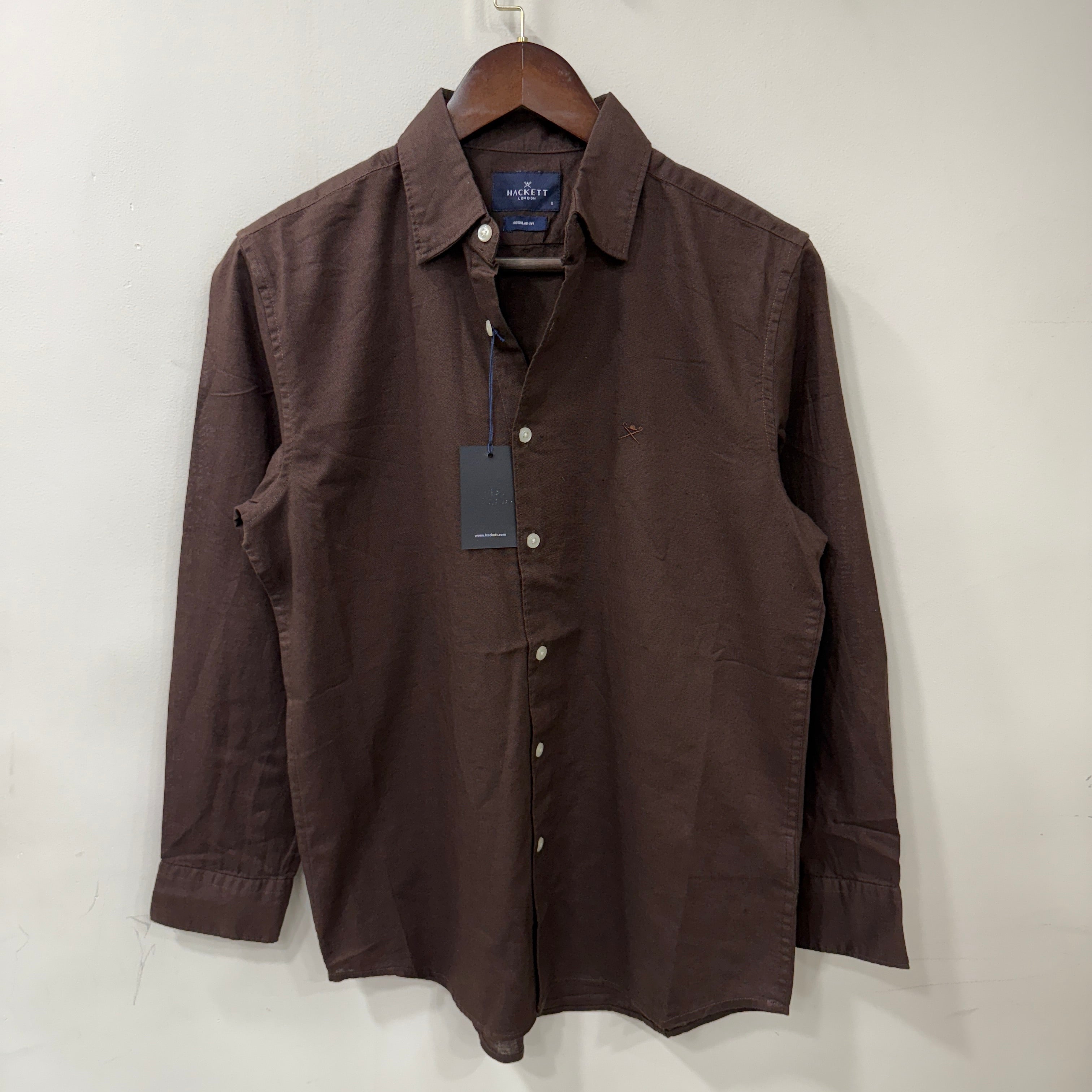 Hackett london brown linen shirt