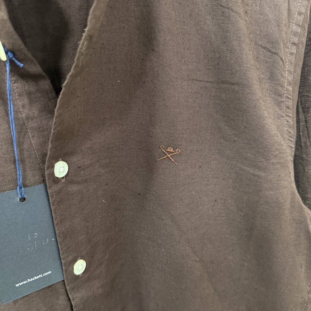 Hackett london brown linen shirt