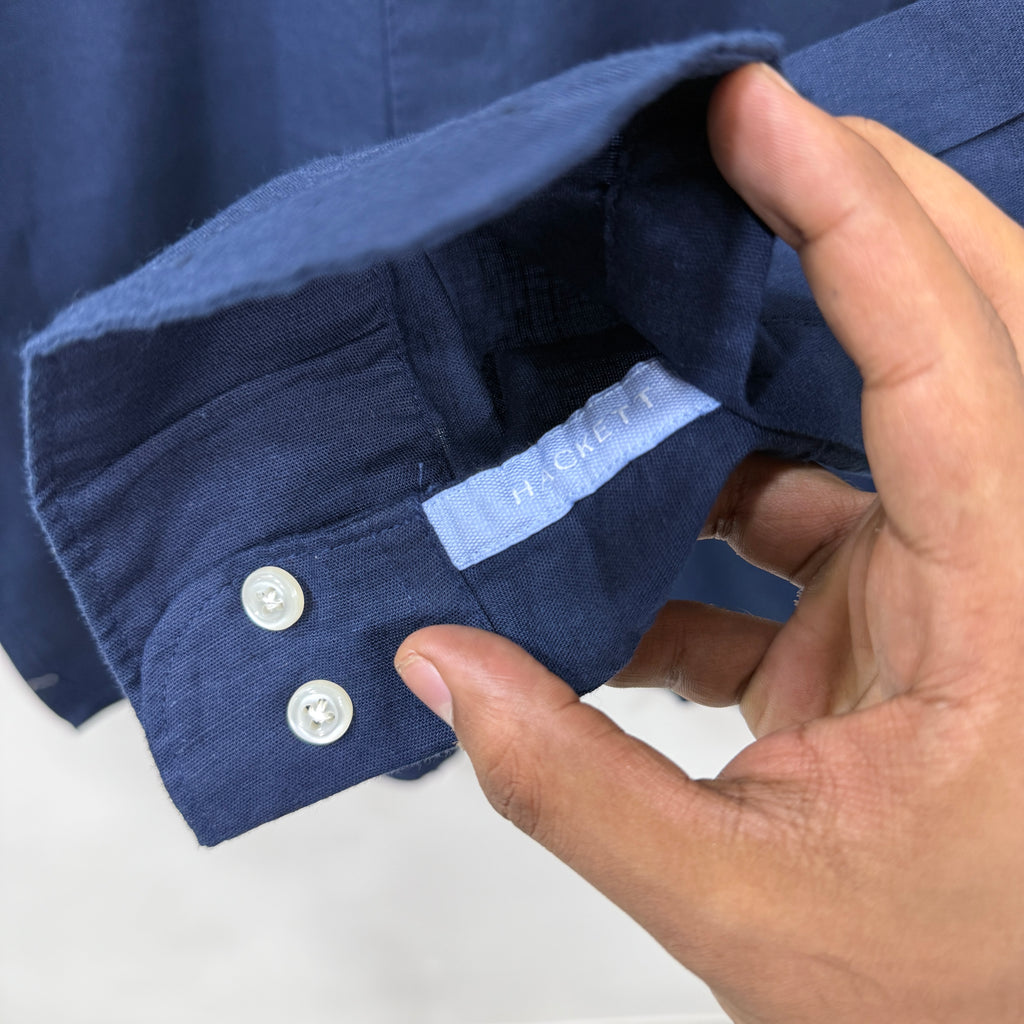 Hackett london blue linen shirt