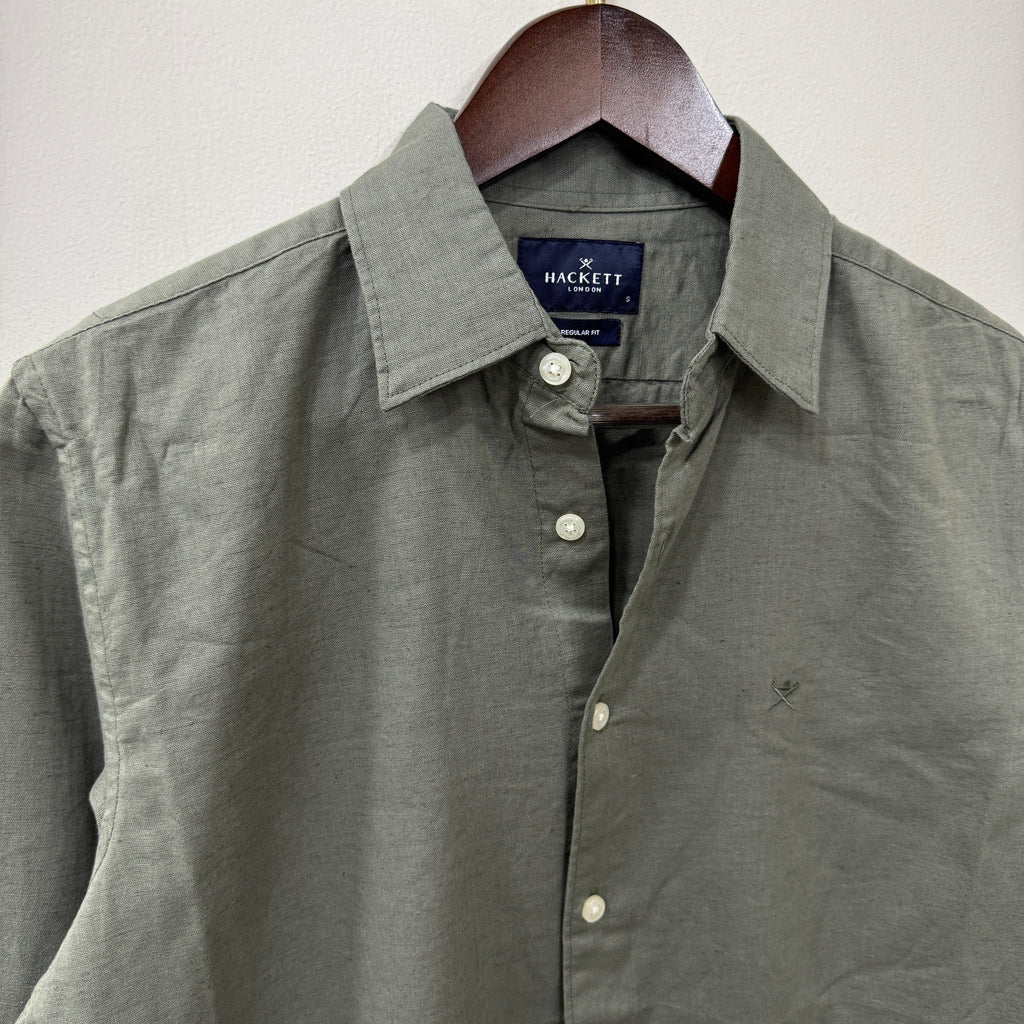 Hackett london green linen shirt