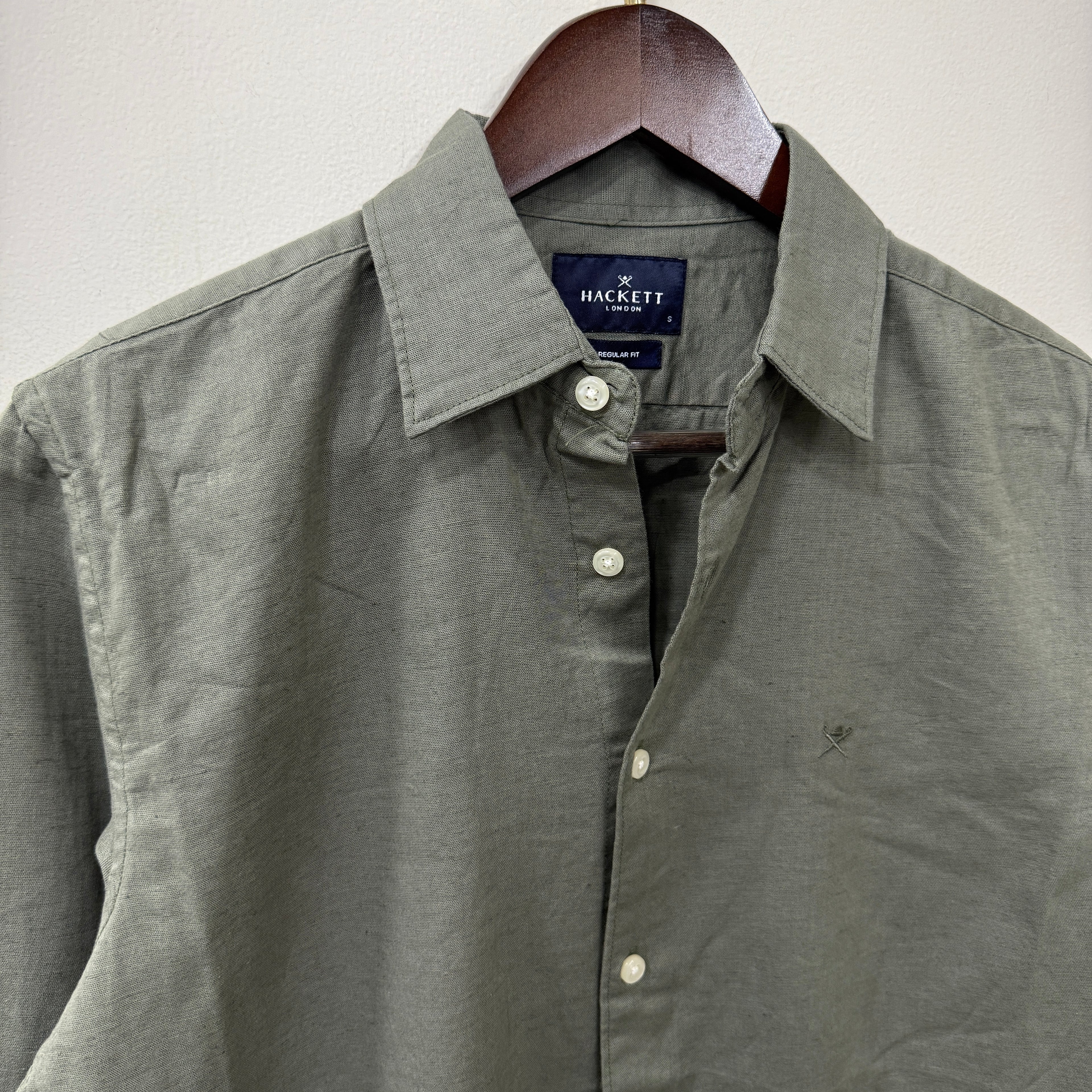 Hackett london green linen shirt