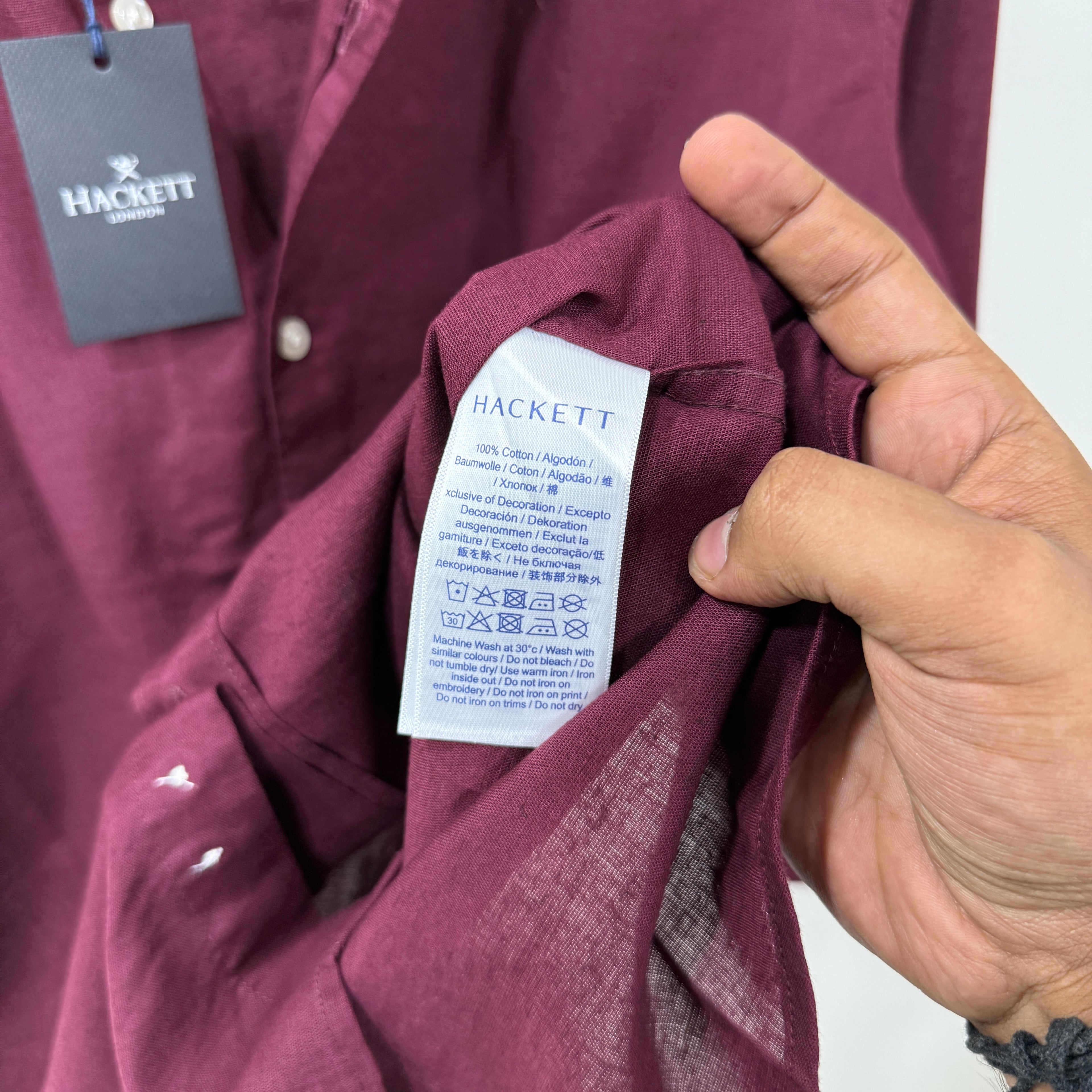 Hackett london marron linen shirt