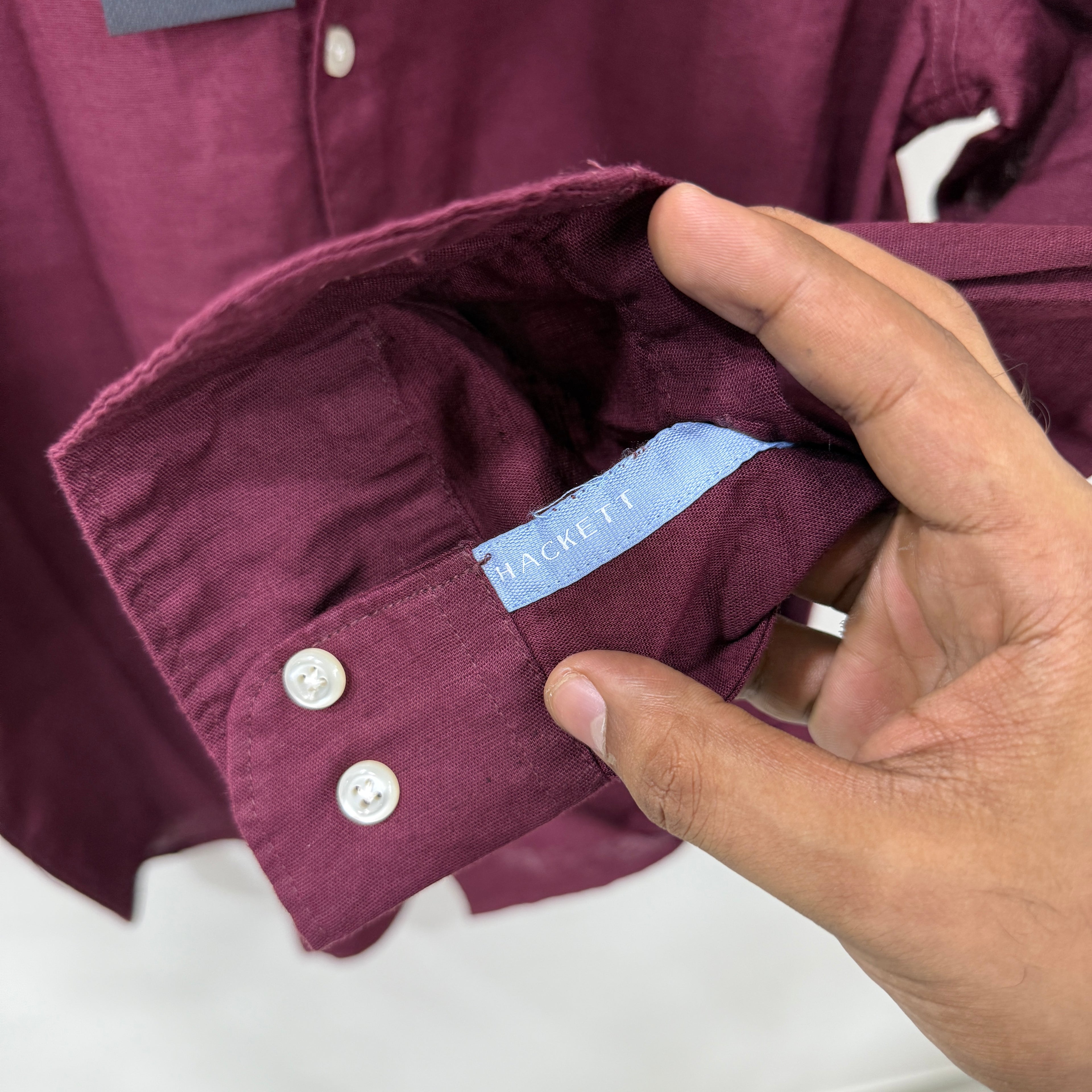 Hackett london marron linen shirt