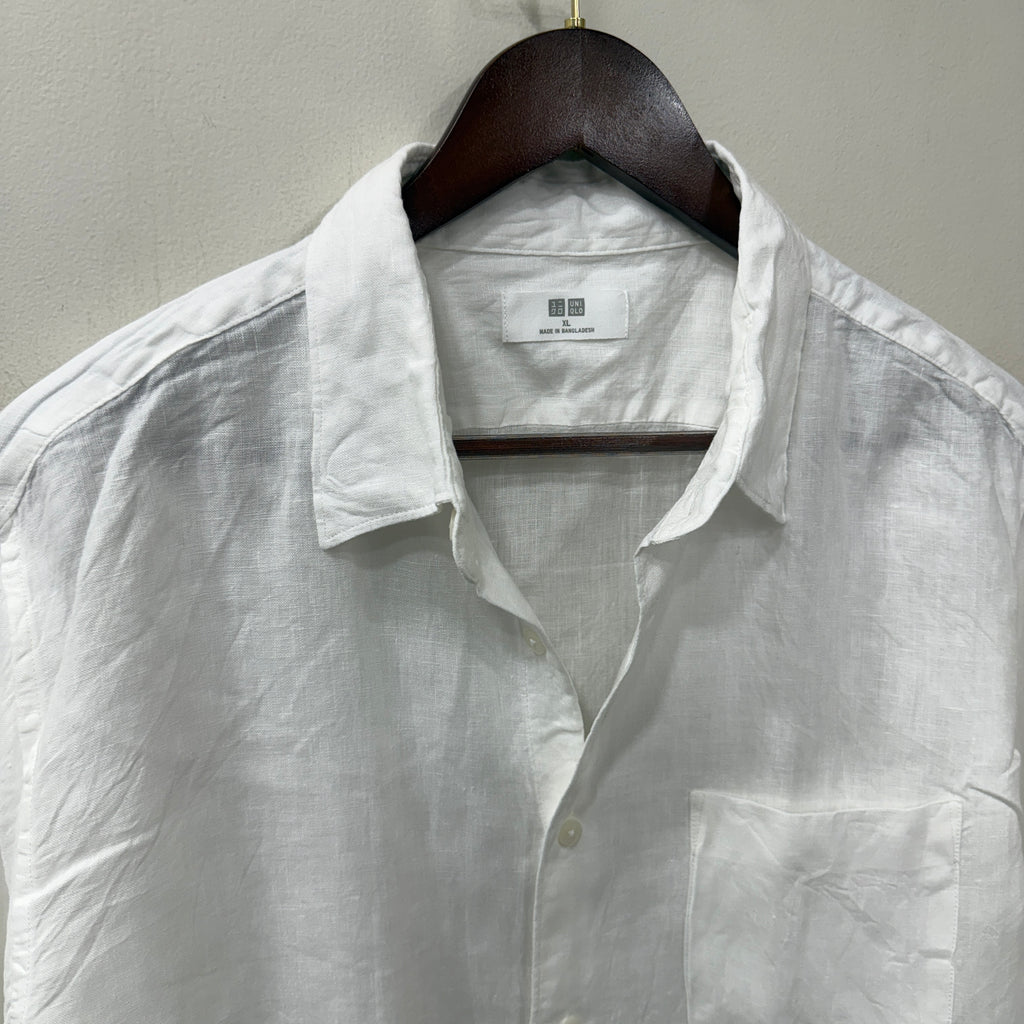 Uniqlo 100% white linen shirt