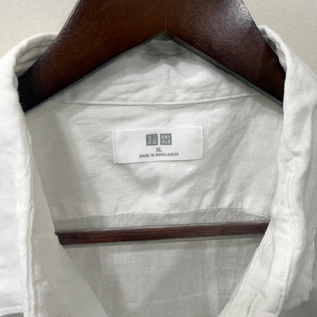 Uniqlo 100% white linen shirt