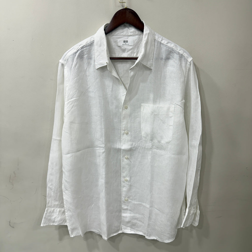 Uniqlo 100% white linen shirt