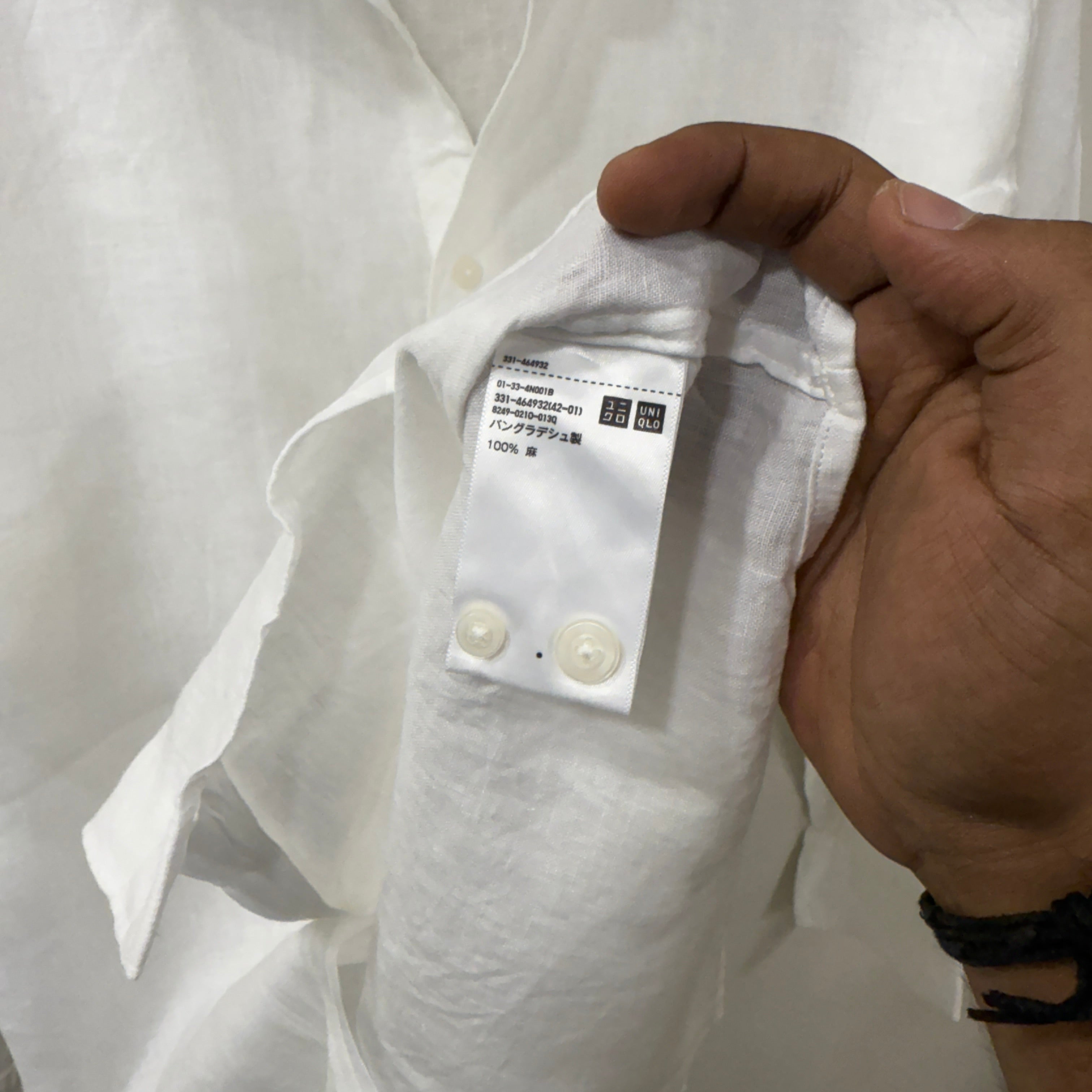 Uniqlo 100% white linen shirt