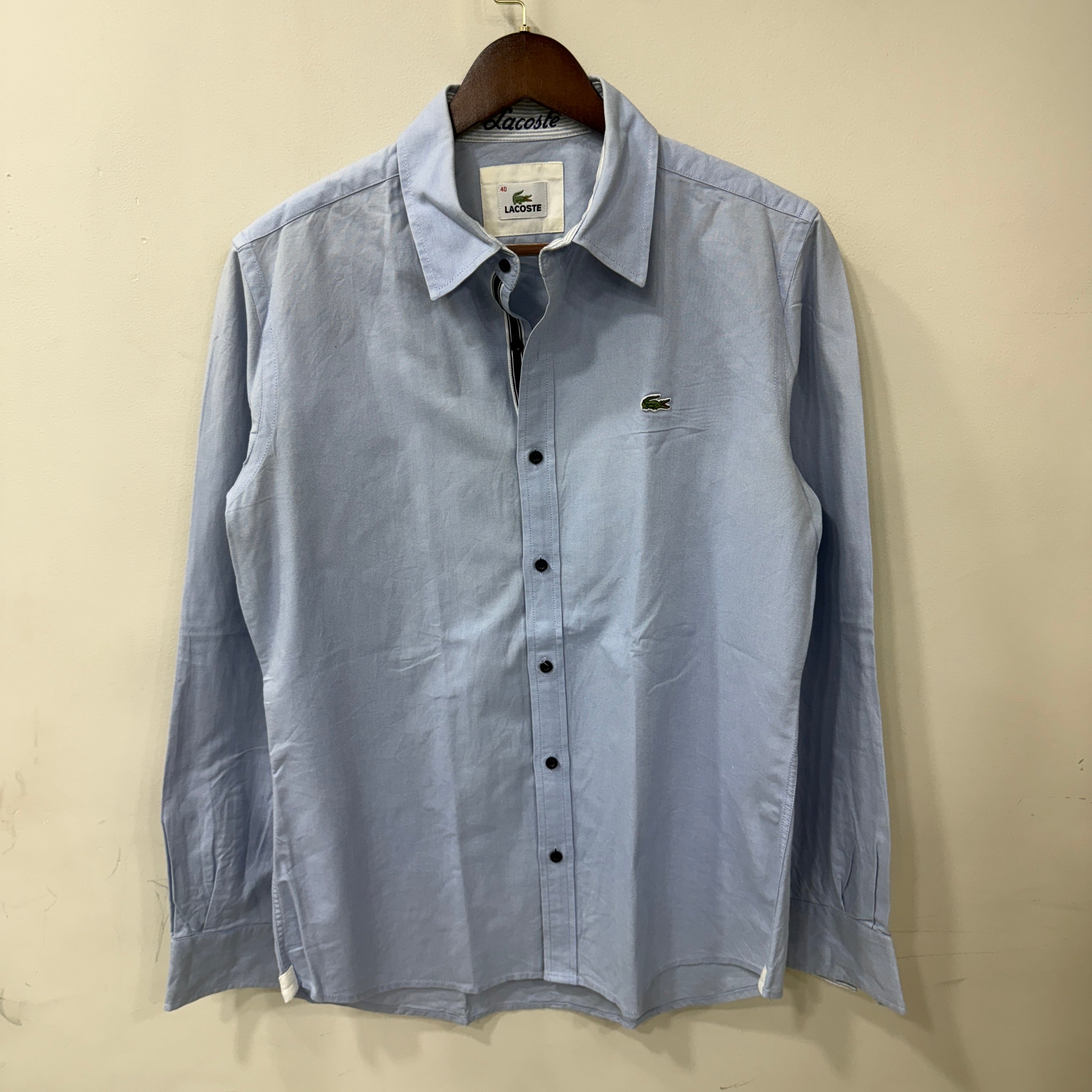 Lacoste blue solid oxford shirt