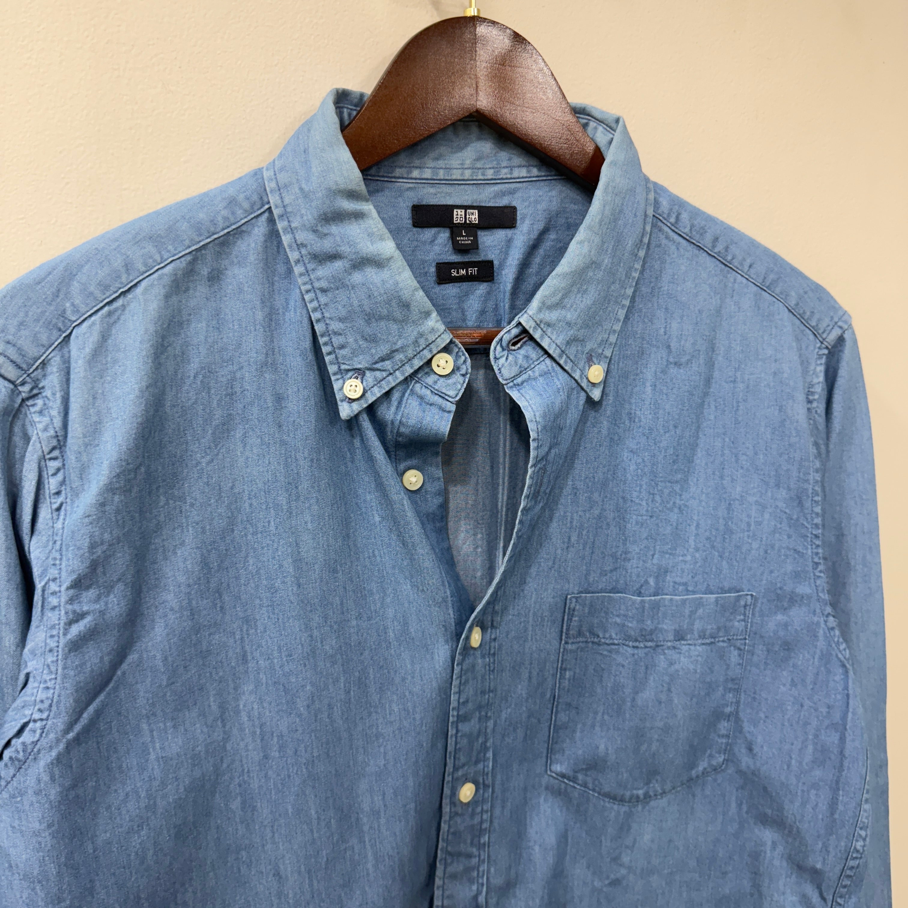 Uniqlo blue denim shirt