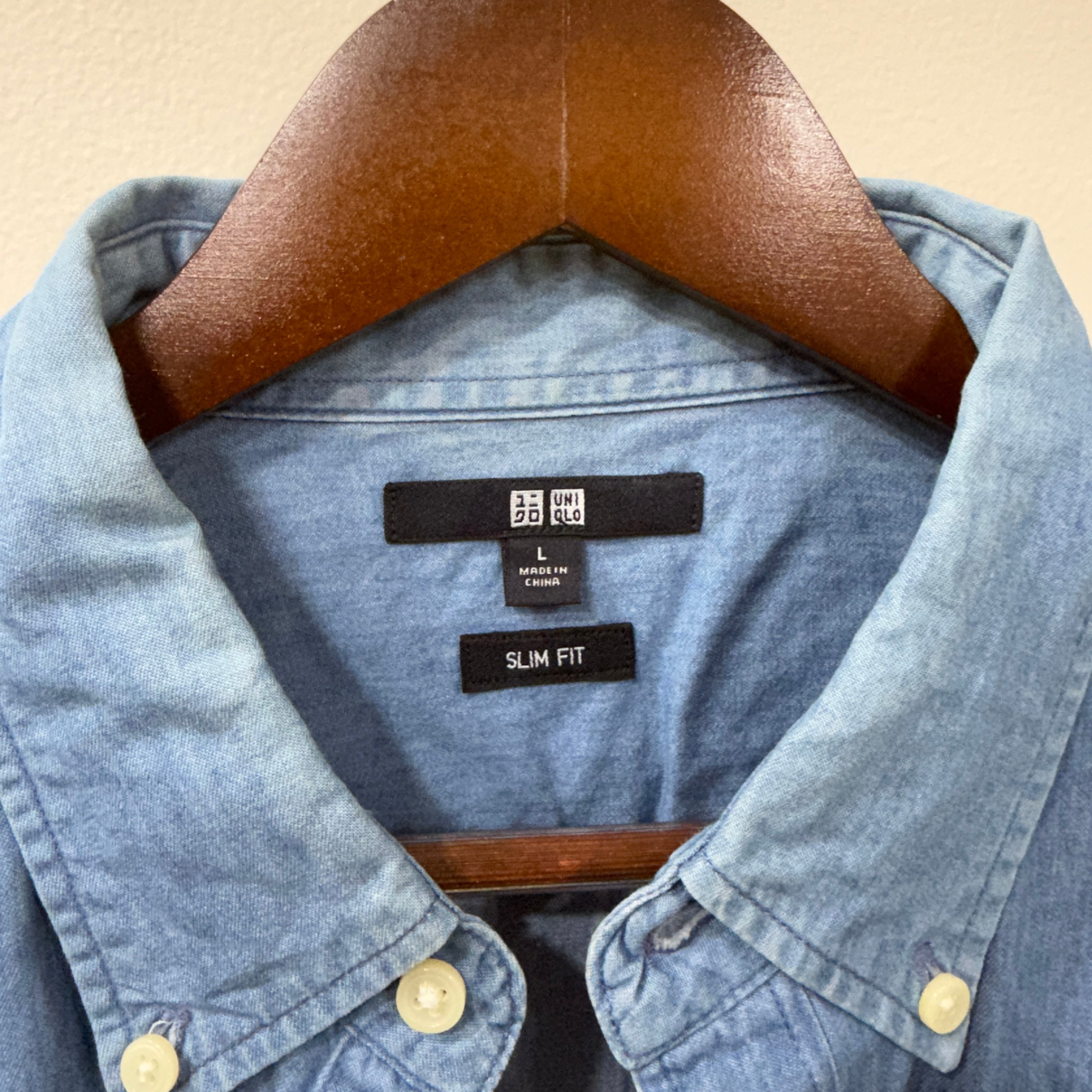 Uniqlo blue denim shirt