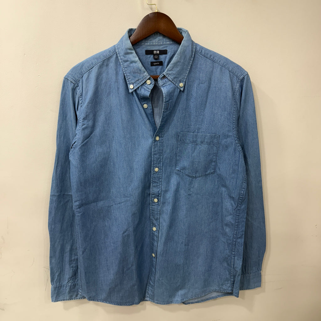 Uniqlo blue denim shirt