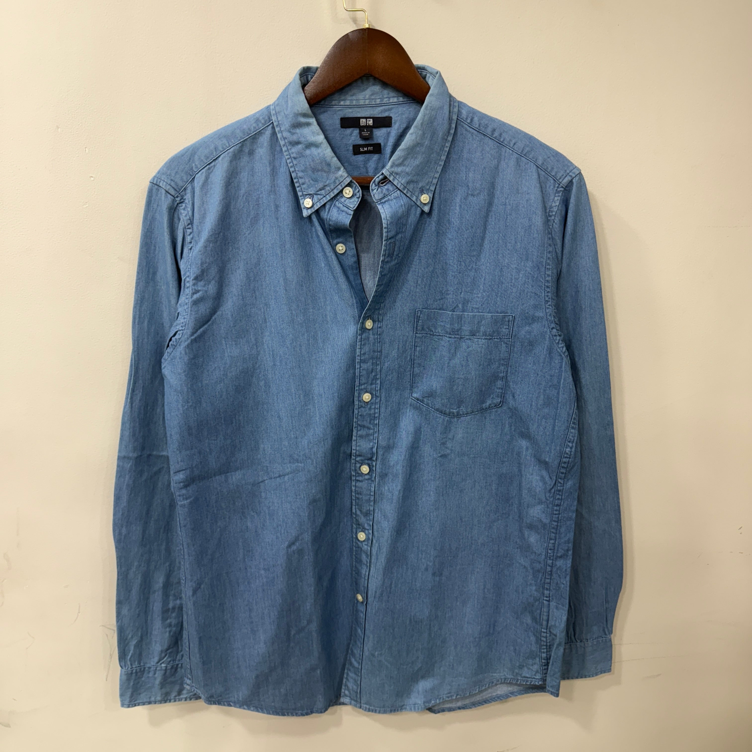 Uniqlo blue denim shirt