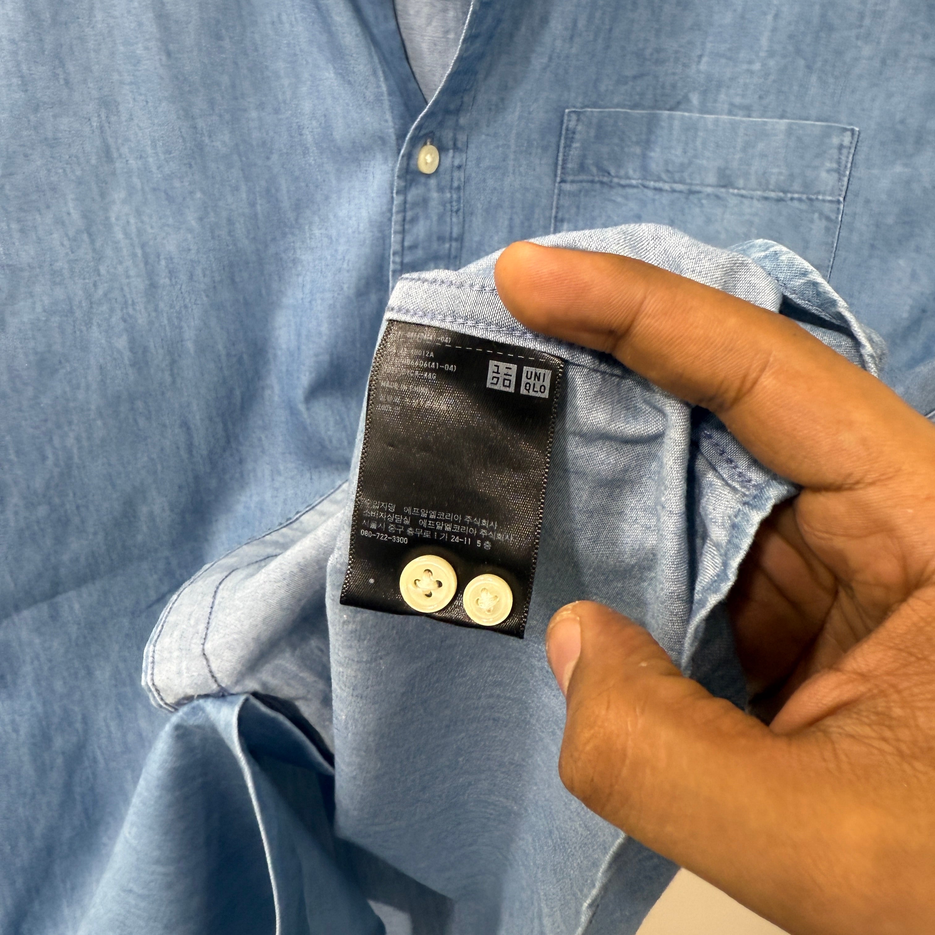 Uniqlo blue denim shirt