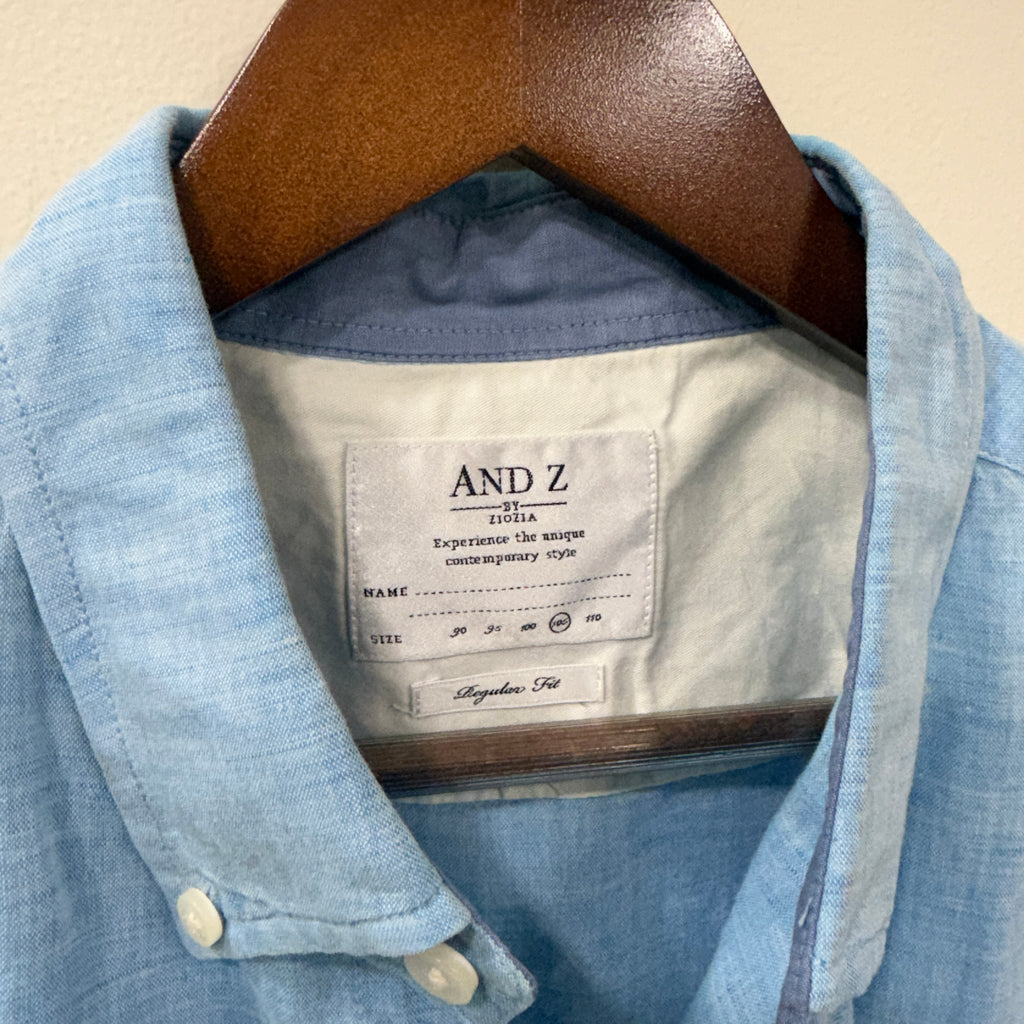 And Z blue linen half sleeve shirt