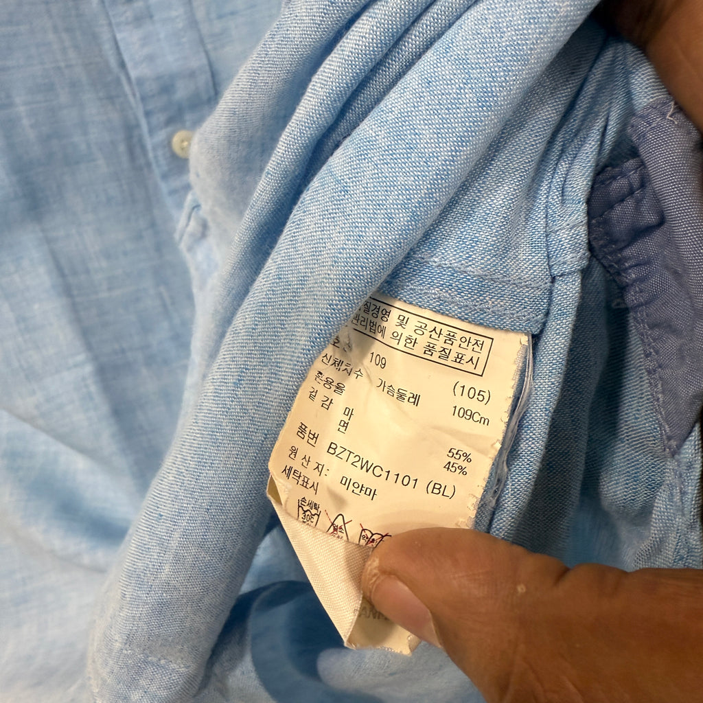 And Z blue linen half sleeve shirt