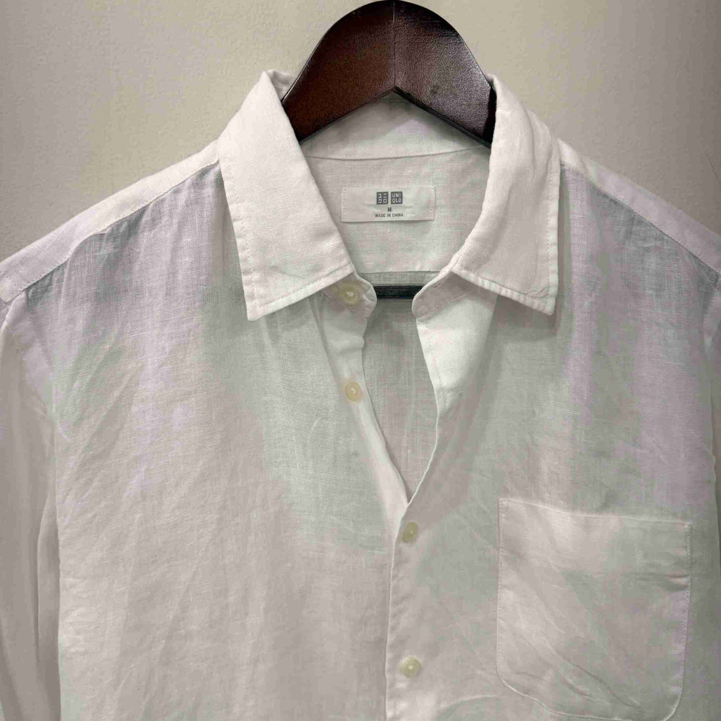 Uniqlo 100% linen white shirt