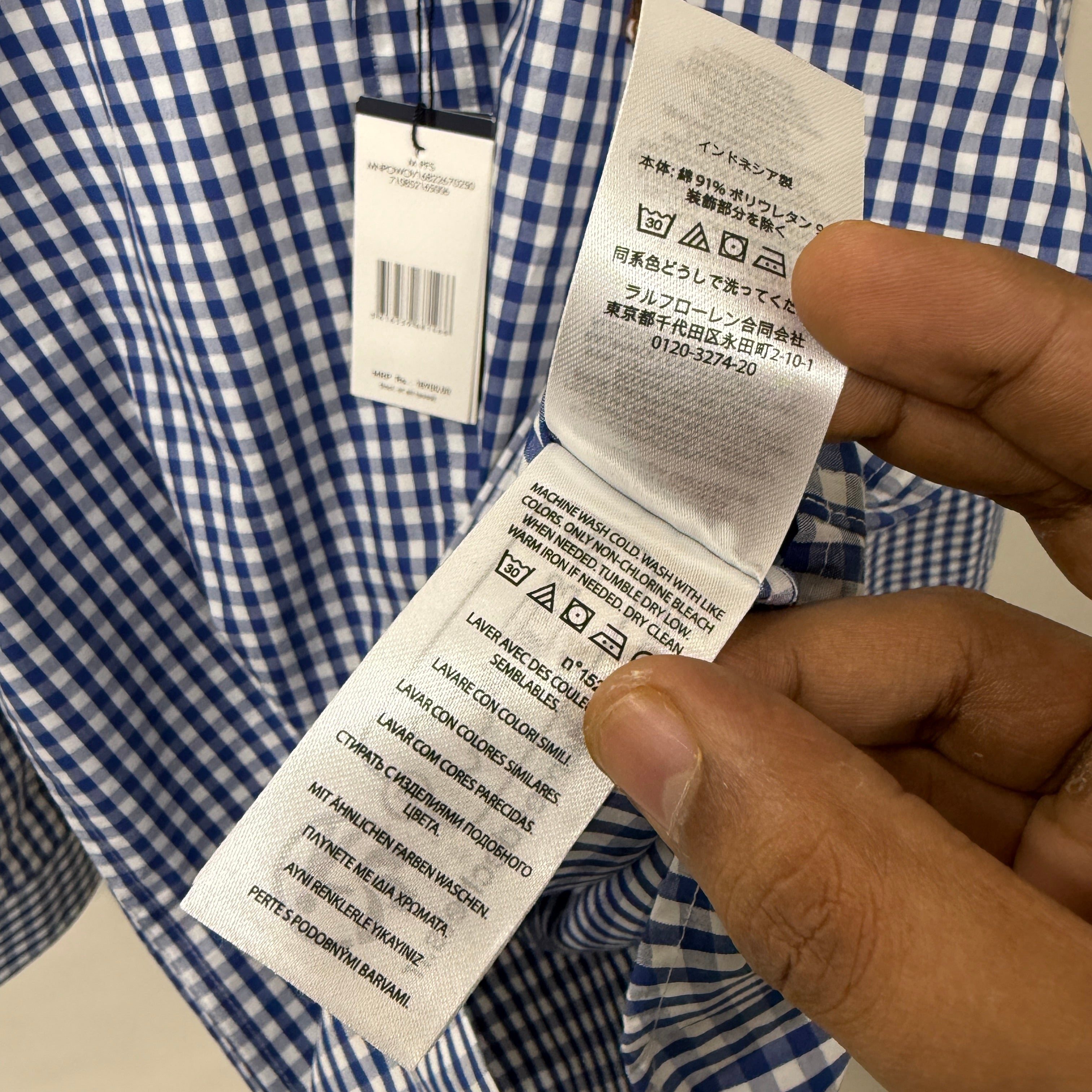 Ralph lauren Checkered shirt(paper cotton)