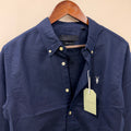 All Saints navy blue linen shirt