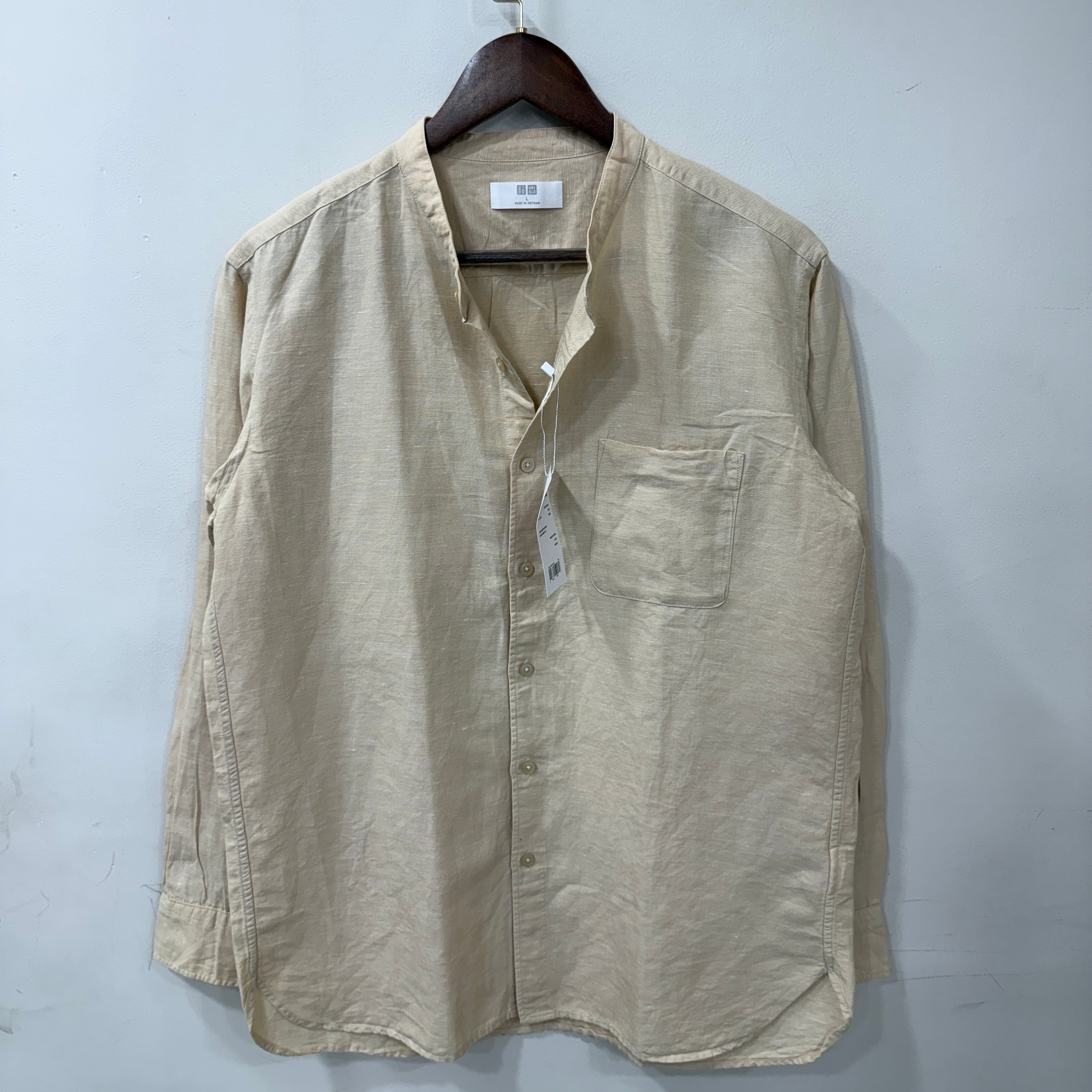 Uniqlo chinese collar linen shirt