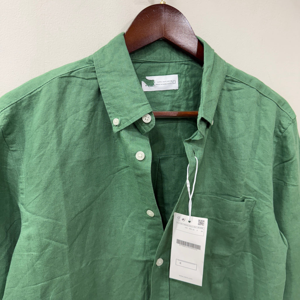 Zara green solid linen shirt