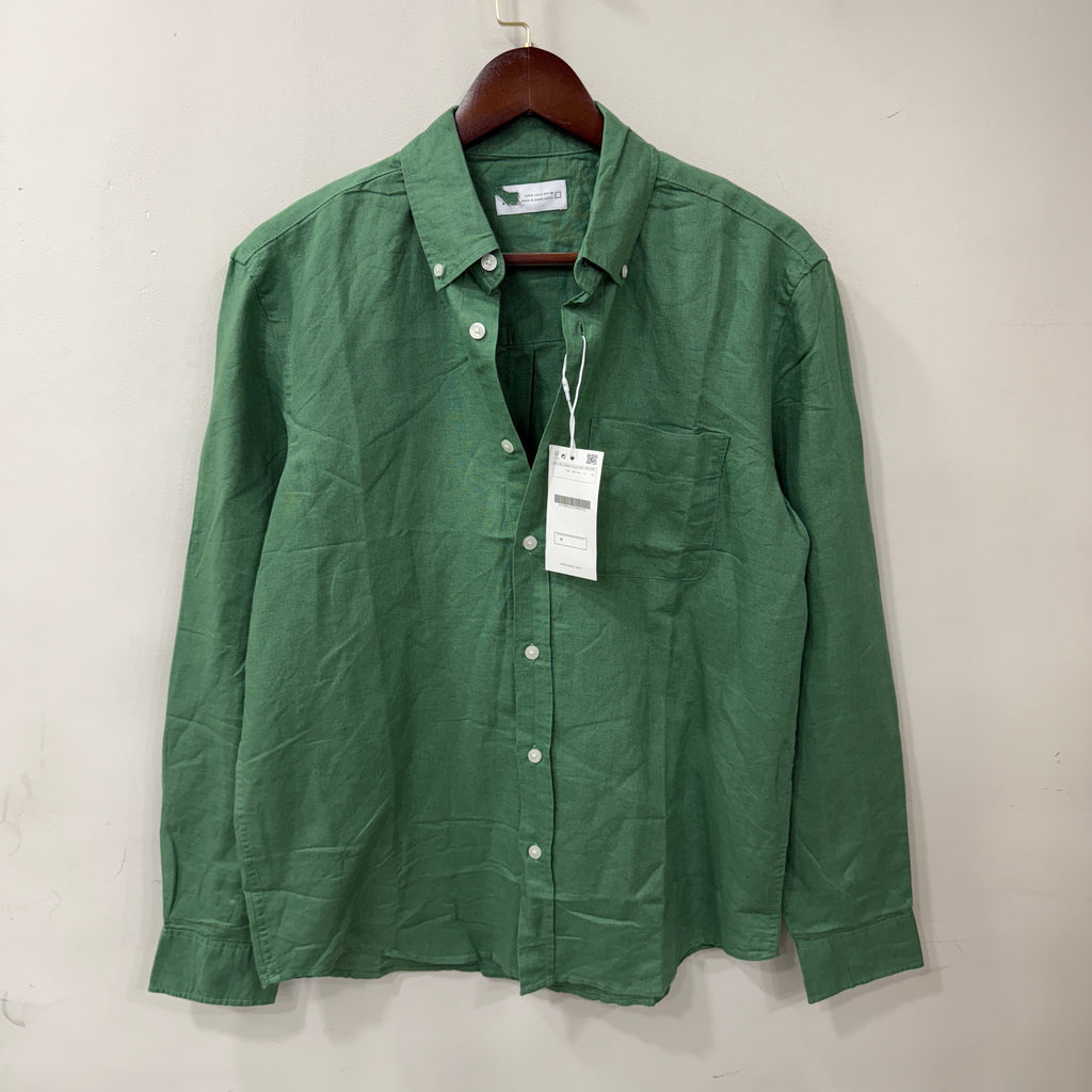 Zara green solid linen shirt