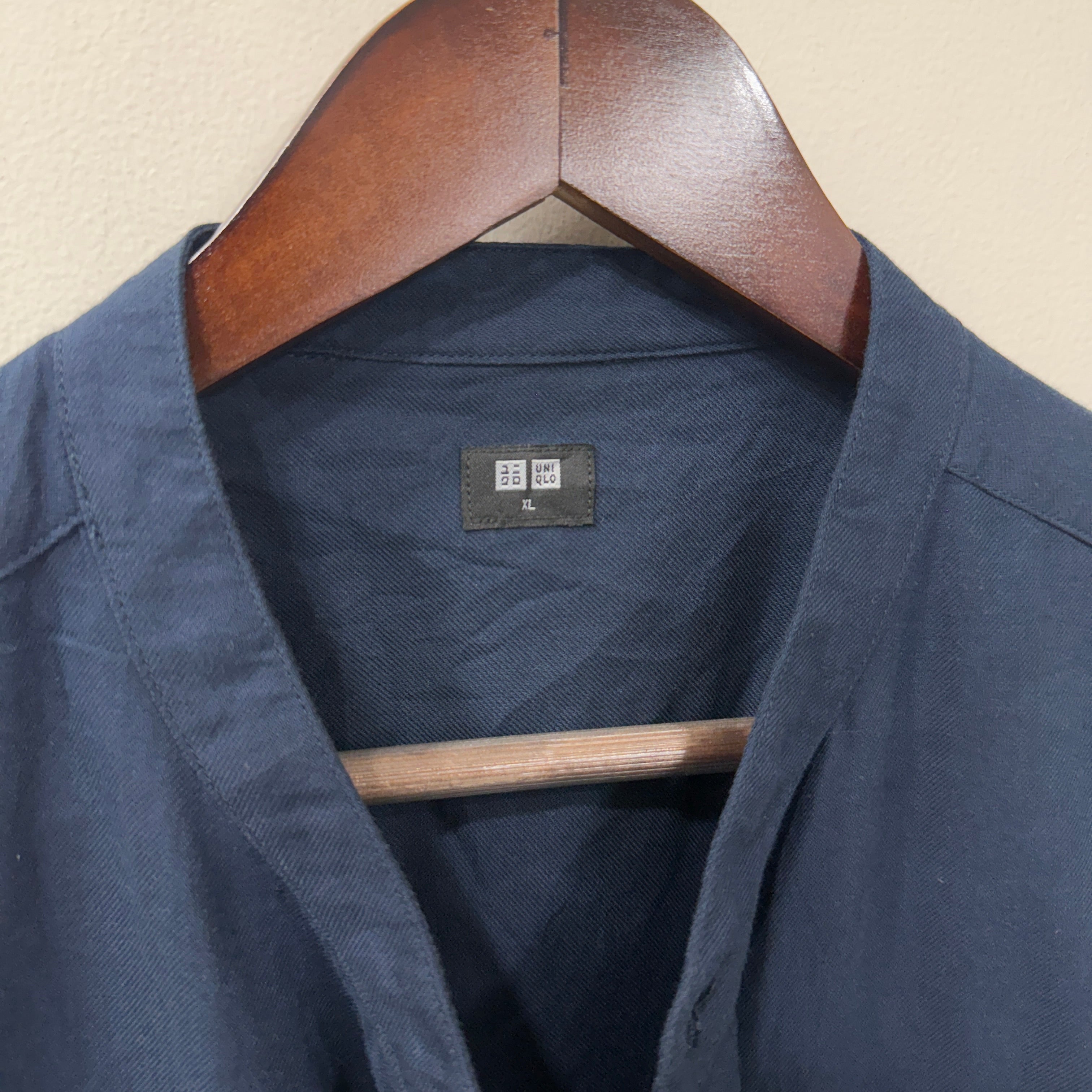 Uniqlo navy blue chinese collar shirt