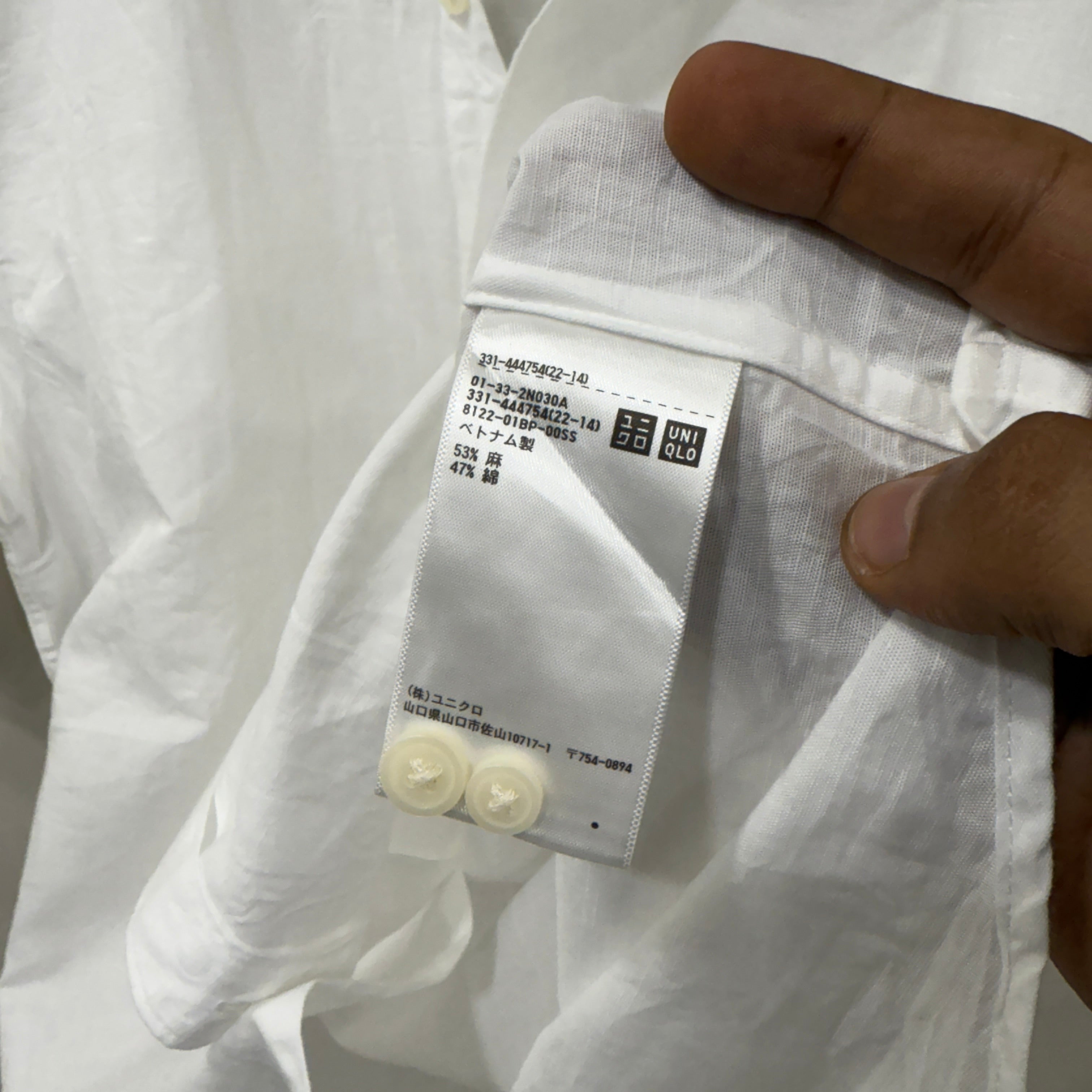 Uniqlo Chinese Collar Half Sleeves Linen Shirt