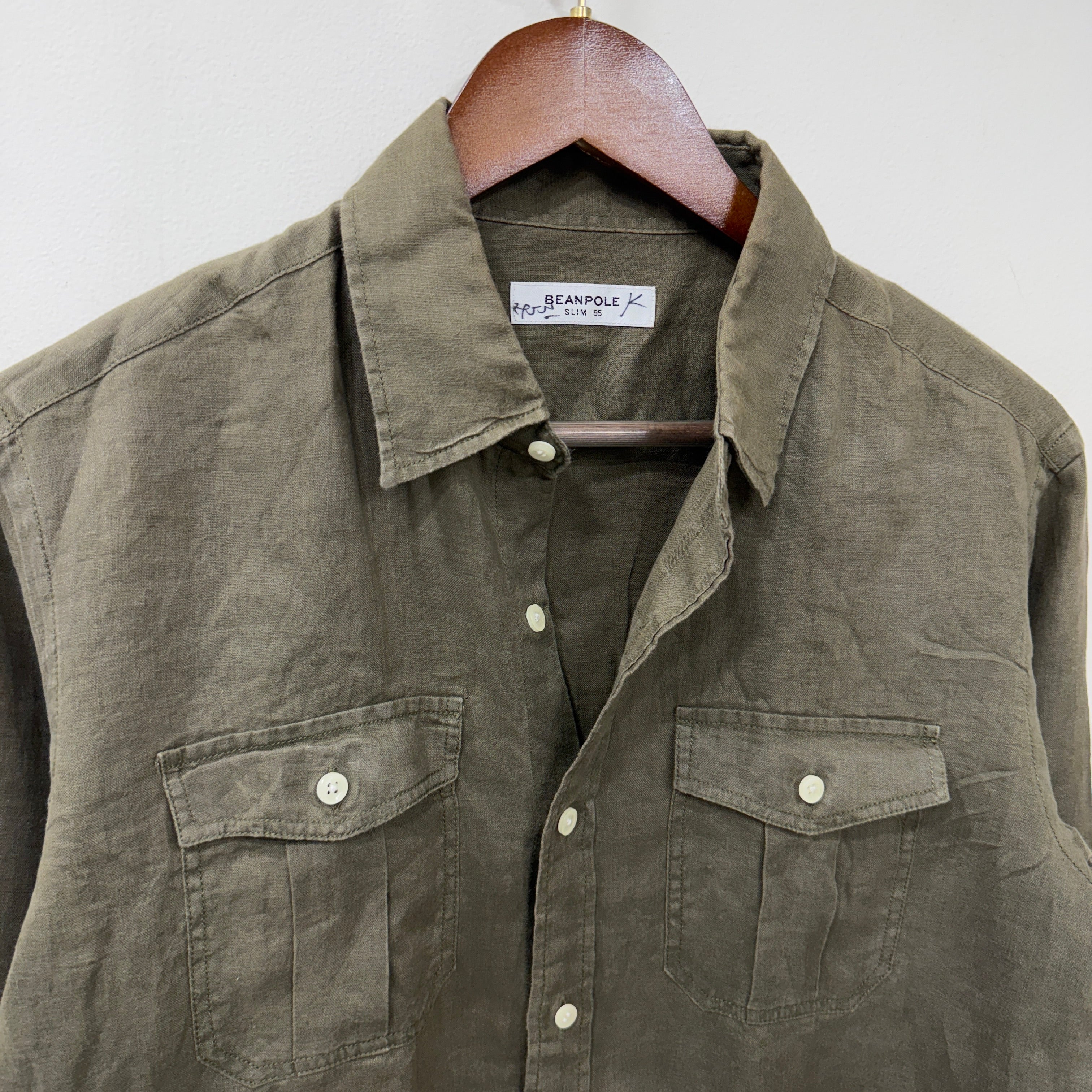 Beanpole olive green linen shirt