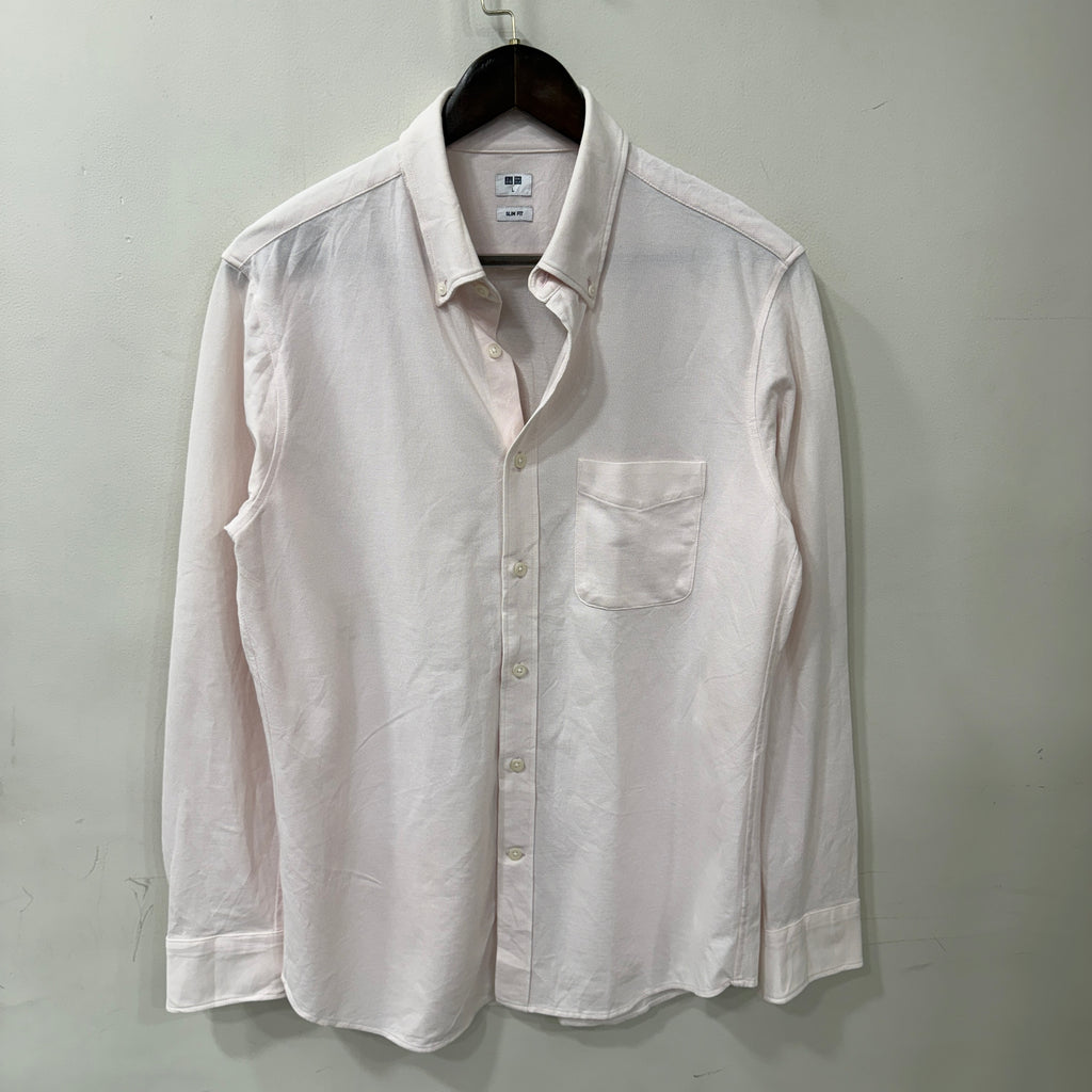 Uniqlo slim fit solid pink shirt