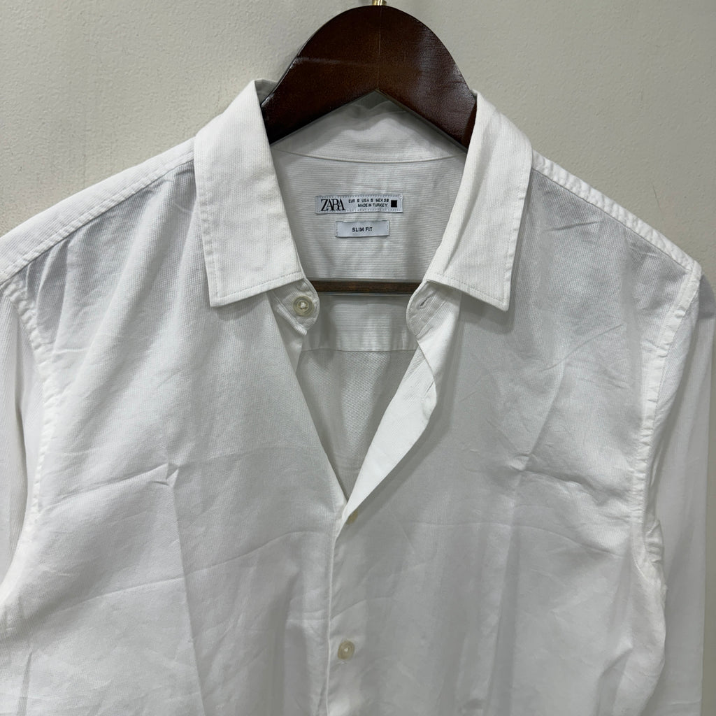 Zara white solid shirt