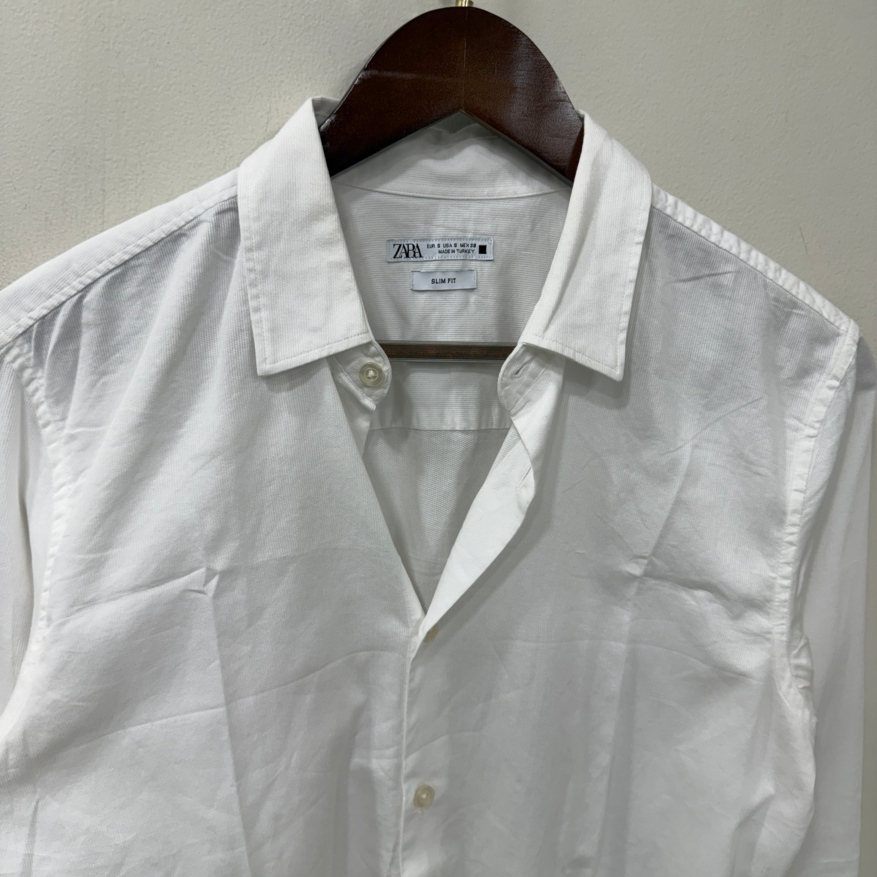 Zara white solid shirt