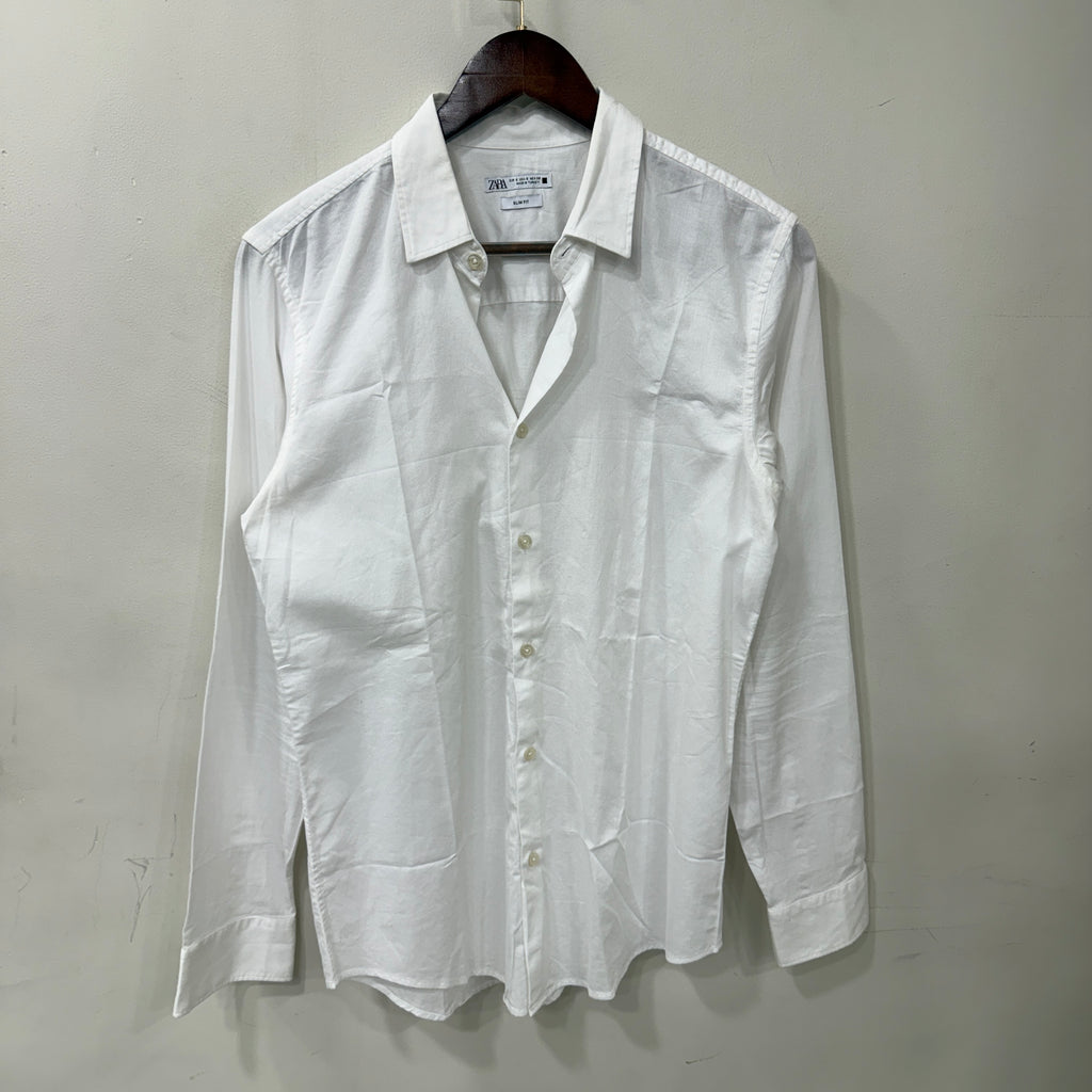 Zara white solid shirt