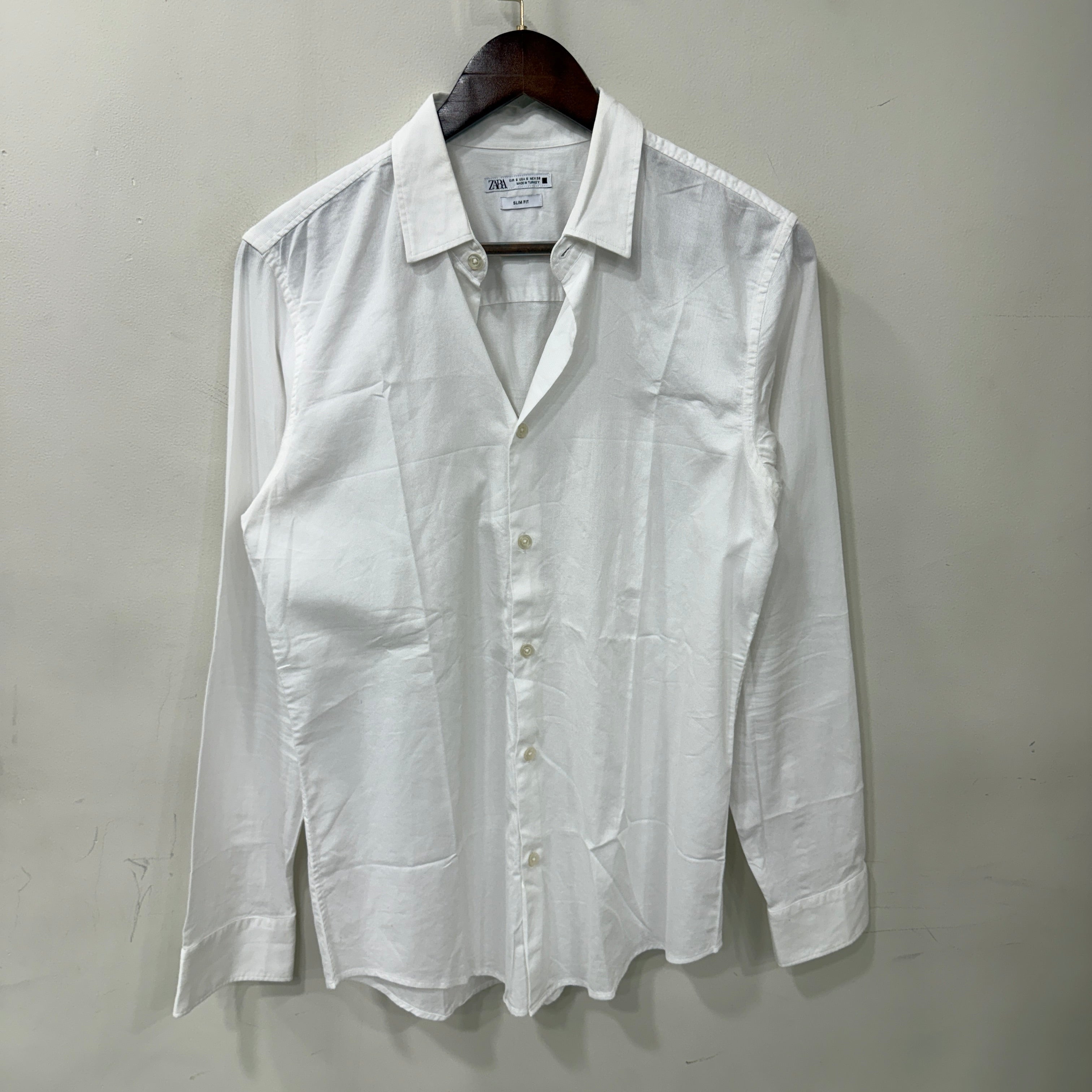 Zara white solid shirt