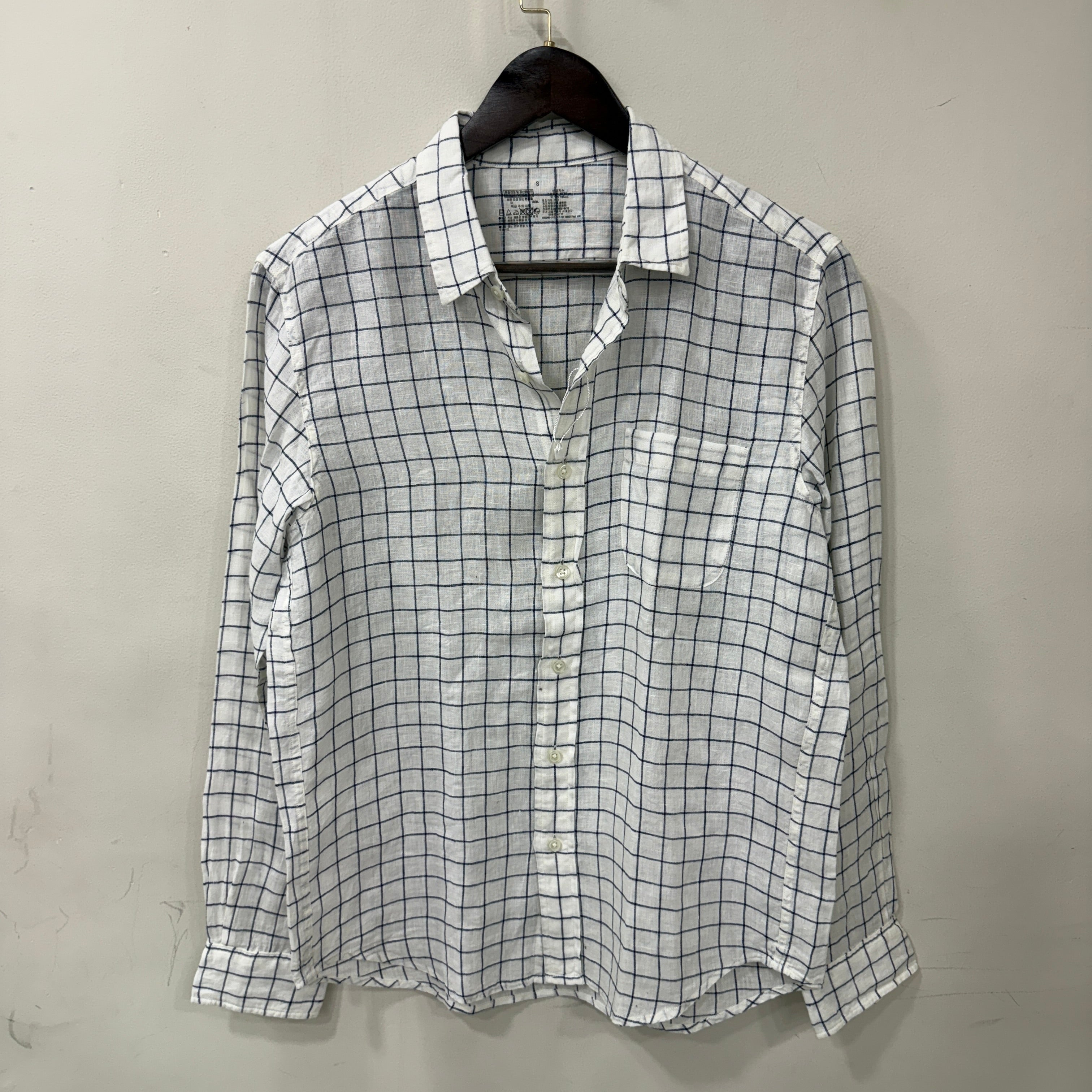 Muji checkered 100% linen shirt