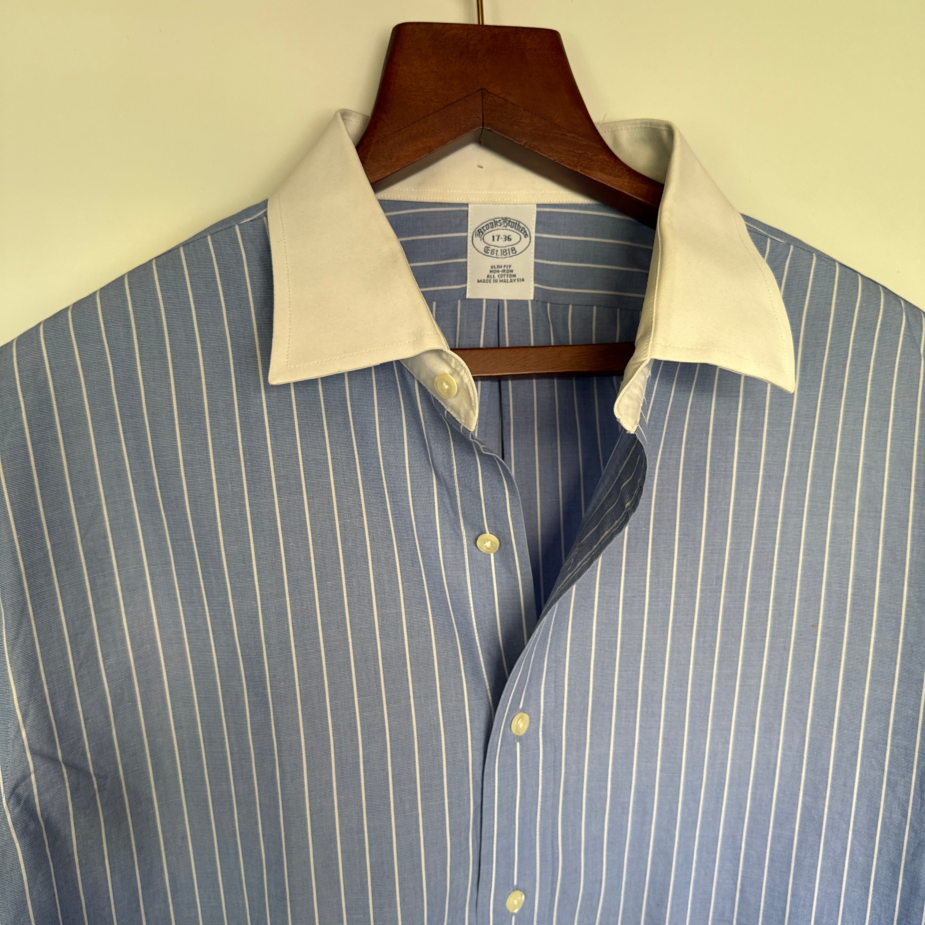 Brooks Brothers white collar stripes shirt