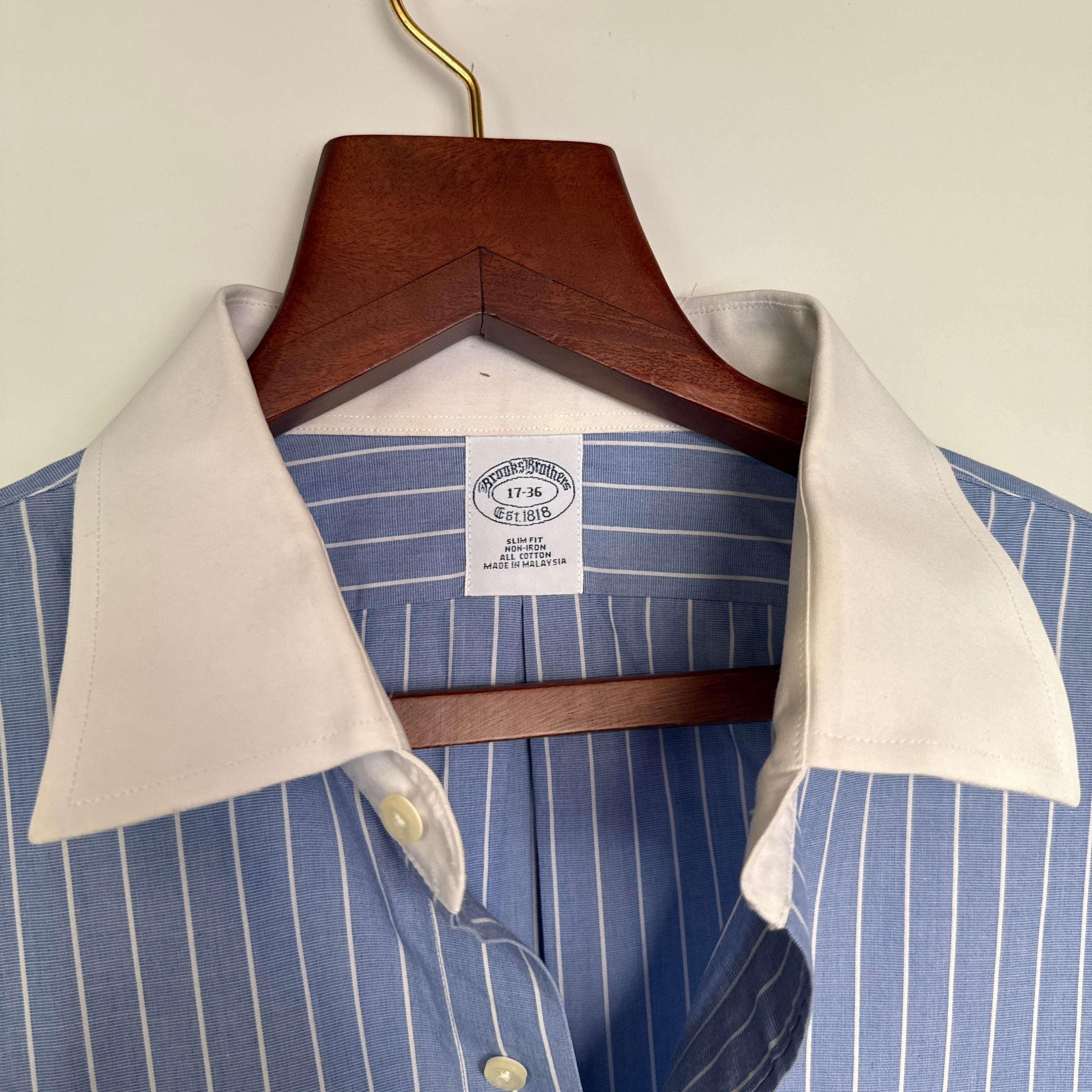 Brooks Brothers white collar stripes shirt