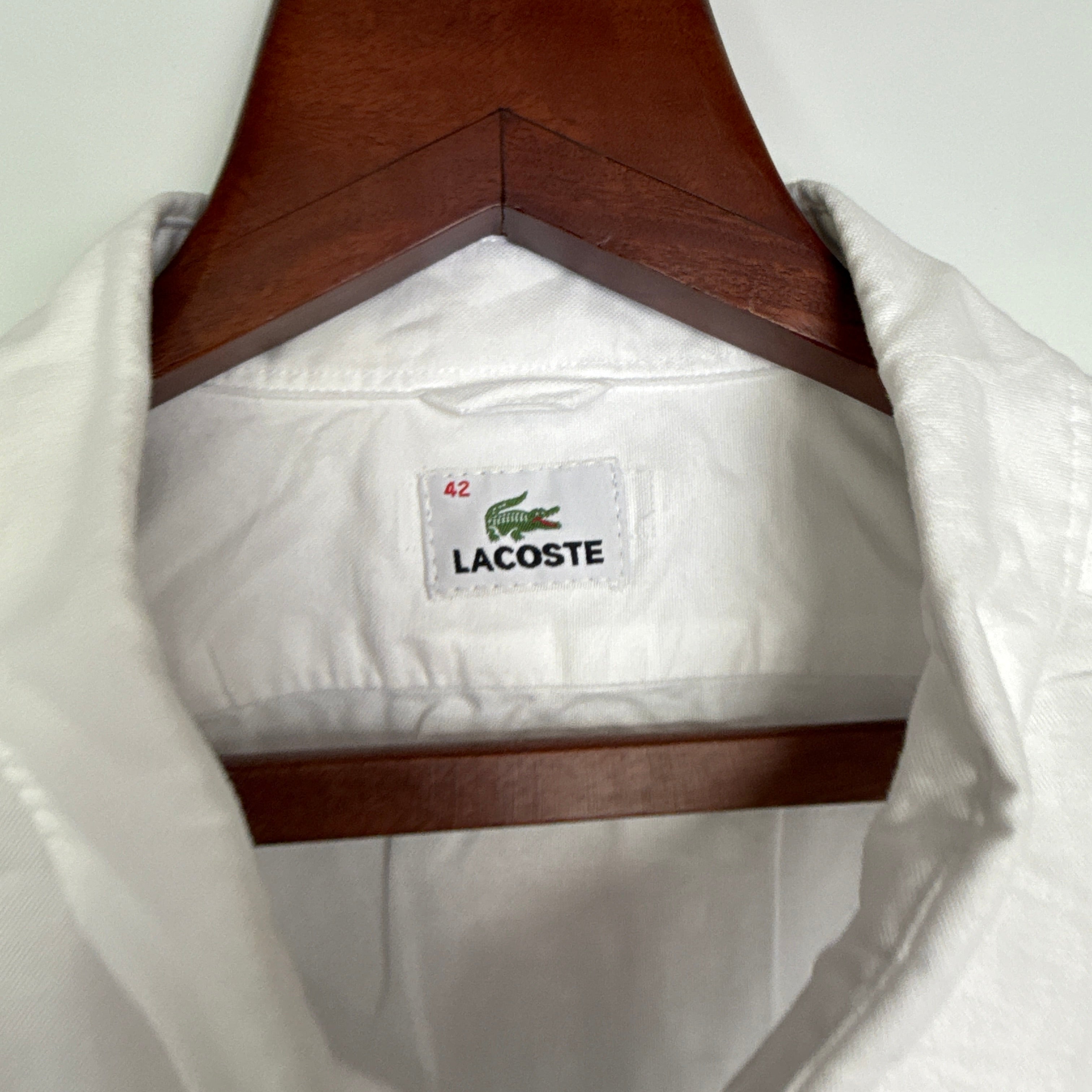Lacoste white solid button down shirt