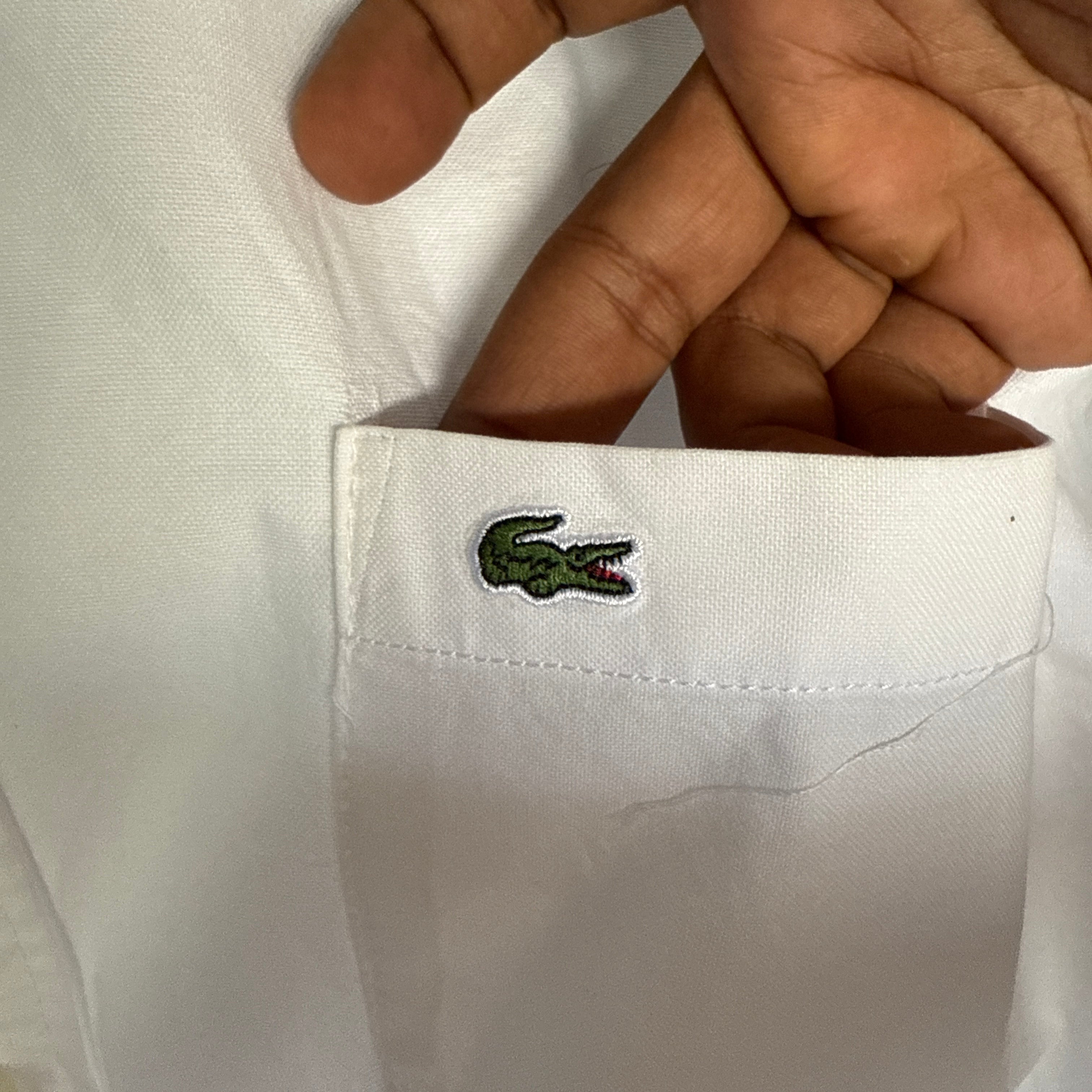 Lacoste white solid button down shirt