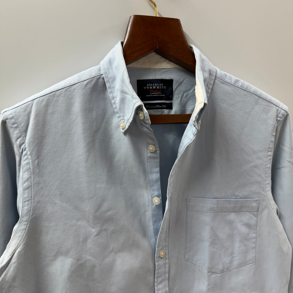 Charles Tyrwhitt blue solid oxford button down shirt